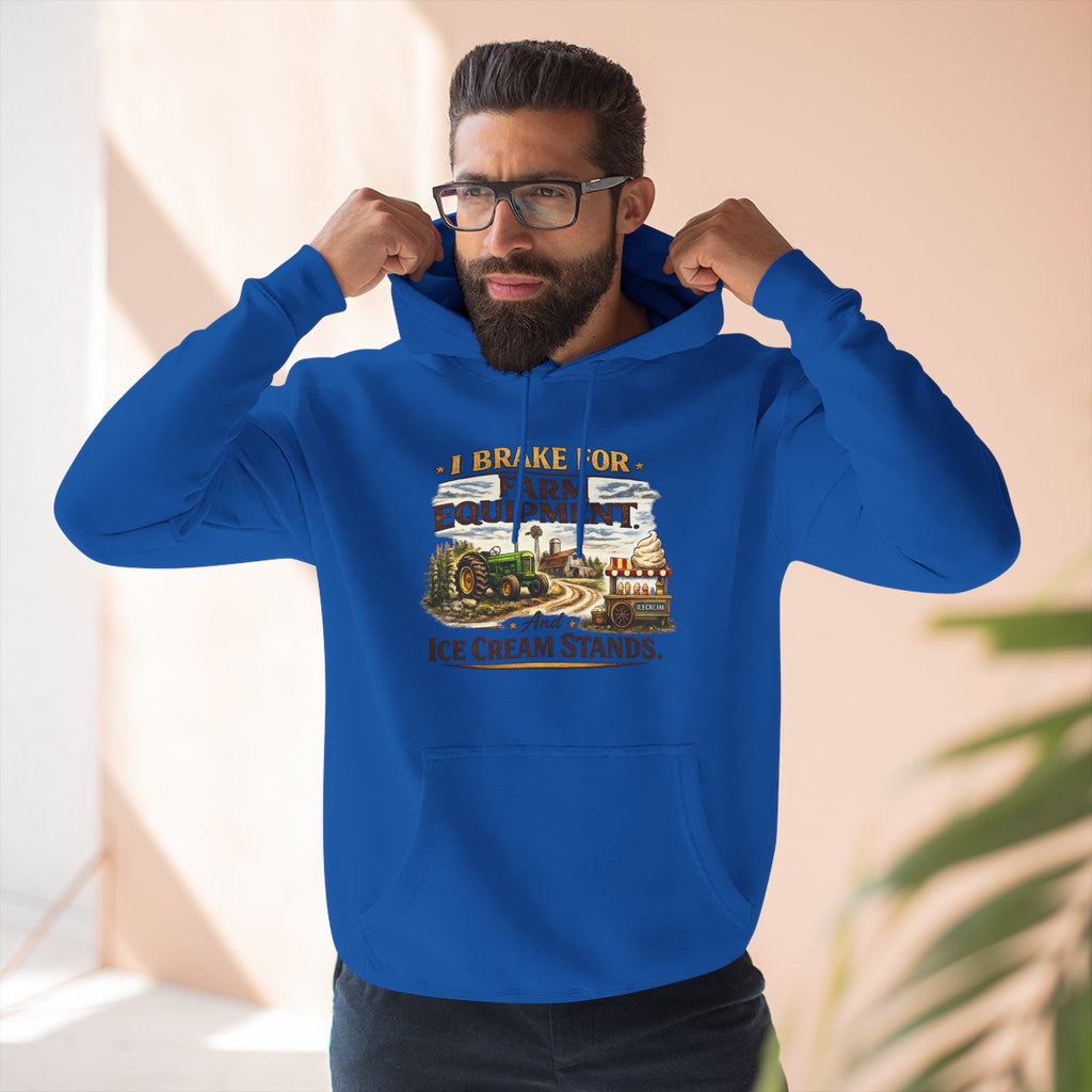 Farm Equipment & Ice Cream Stands Hoodie - Vintage Country Farming Graphic Hoodie