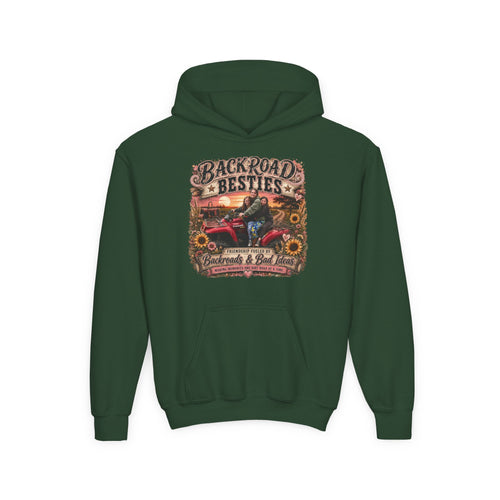 "Backroad Besties" Vintage Truck & Sunflower — Graphic Youth Hoodie