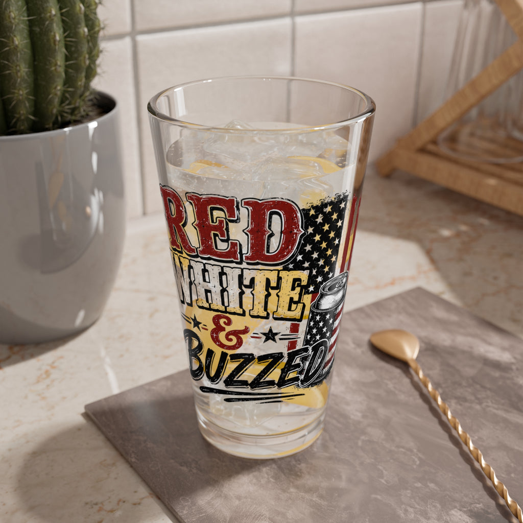“Red White & Buzzed” 16oz Patriotic Beer Cocktail Glass — Mixing Glass