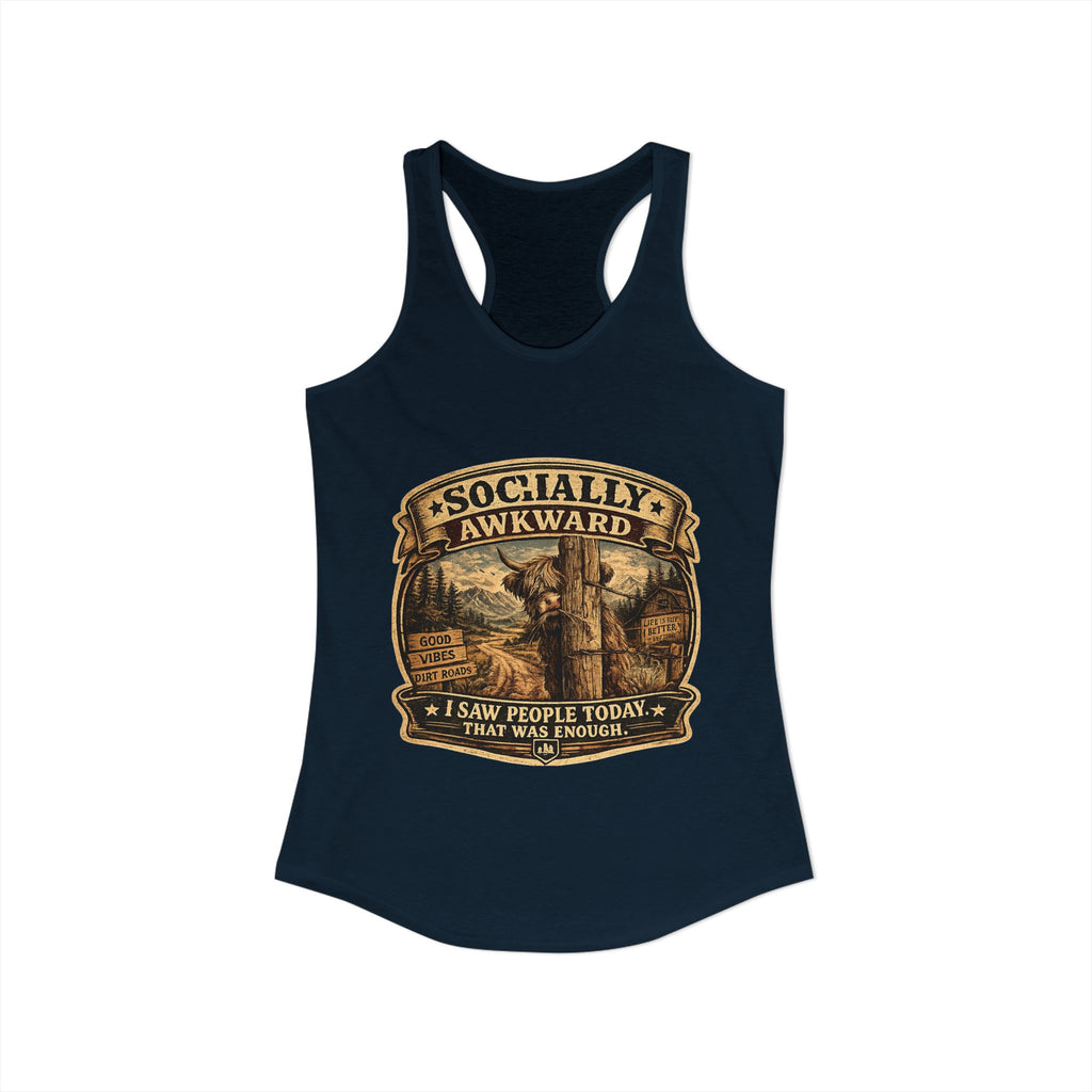 Socially Awkward Highland Cow Women's Ideal Racerback Tank