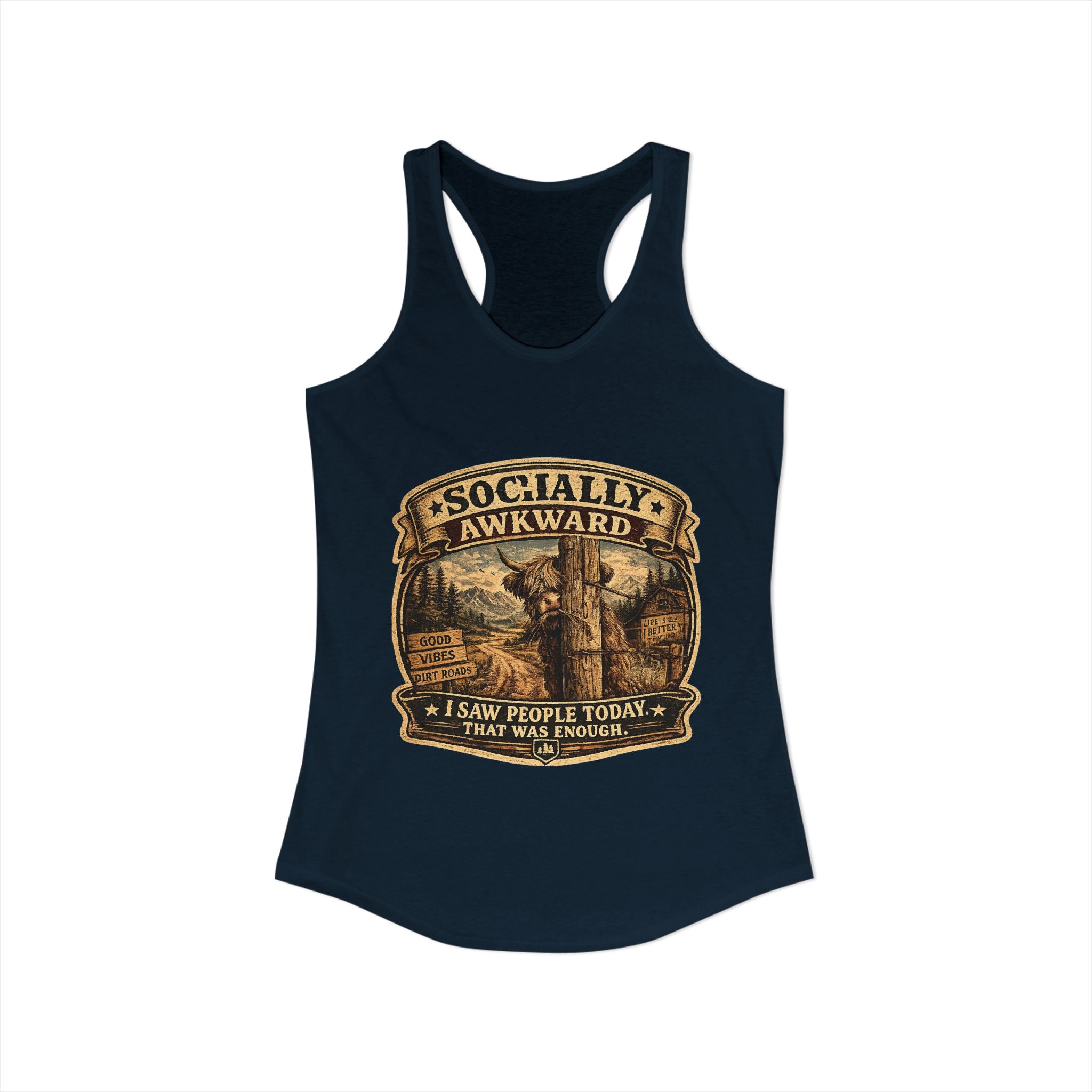 Socially Awkward Highland Cow Women's Ideal Racerback Tank