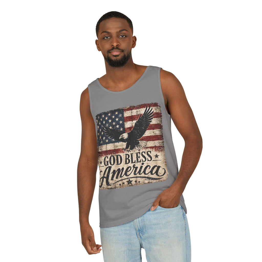 God Bless America Flag Tank Top — Patriotic Eagle USA Sleeveless Shirt