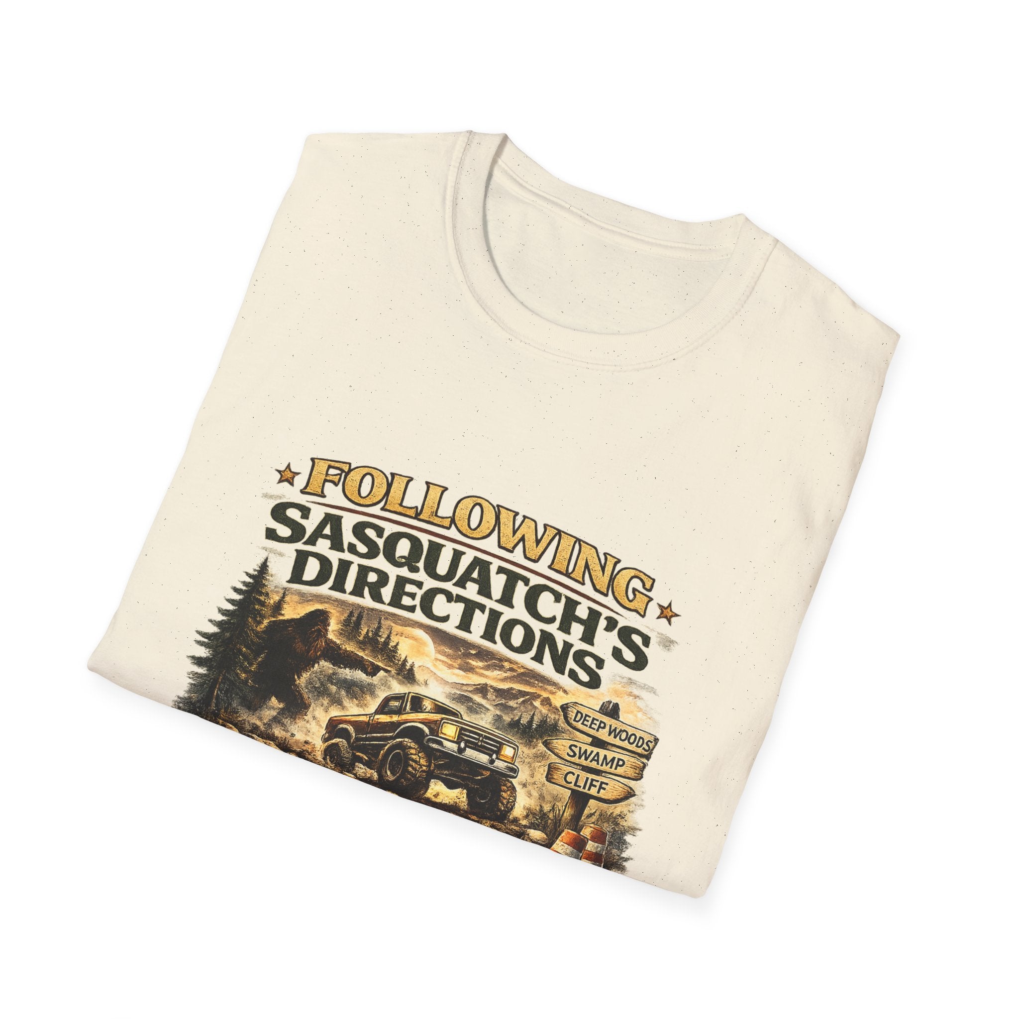 Sasquatch Directions T-Shirt — "Following Sasquatch's Directions" Graphic Tee