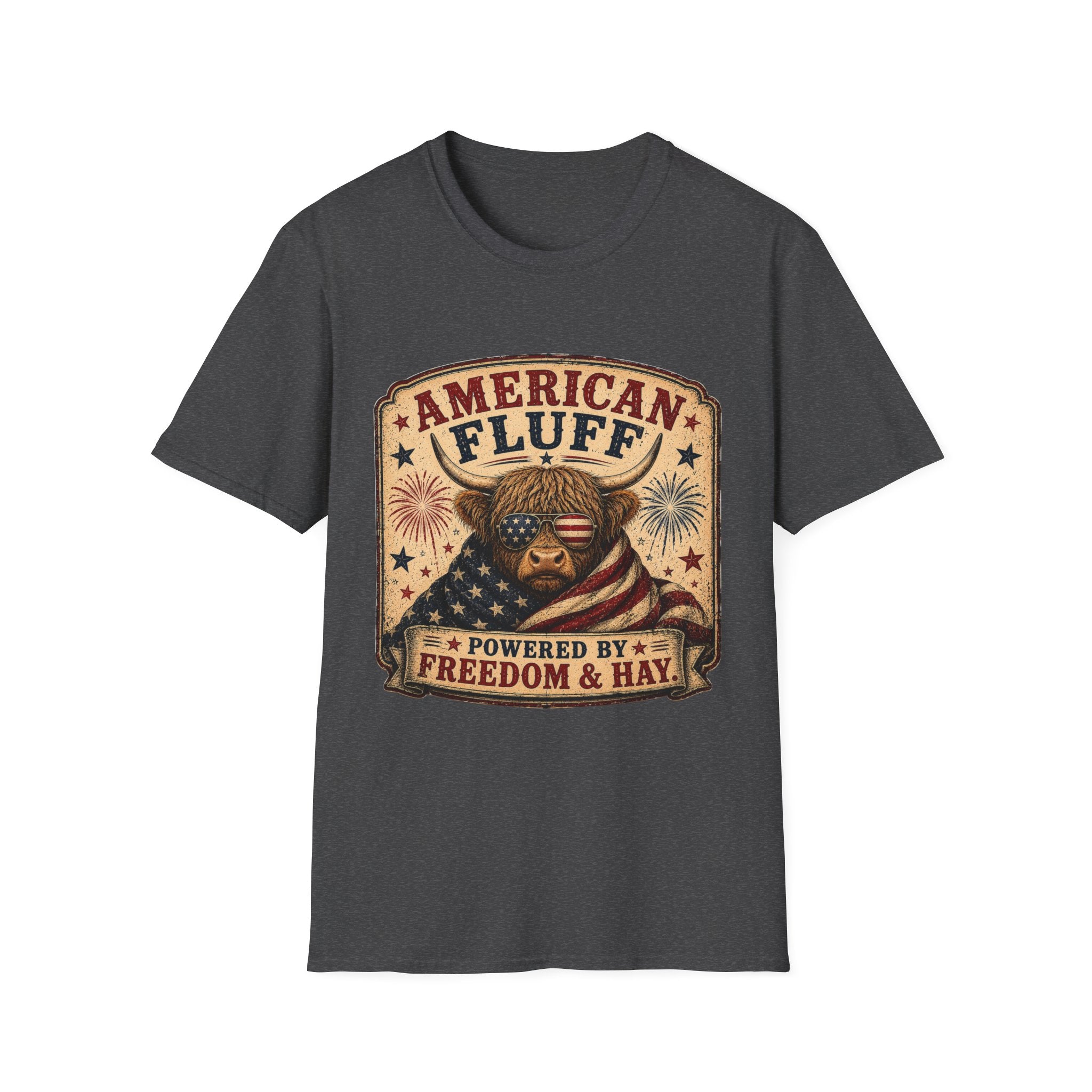American Fluff Highland Cow Unisex Softstyle T-Shirt