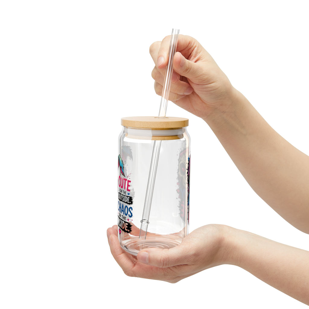 Cute on the Outside, Chaos on the Inside 16oz — Straw Glass Cup