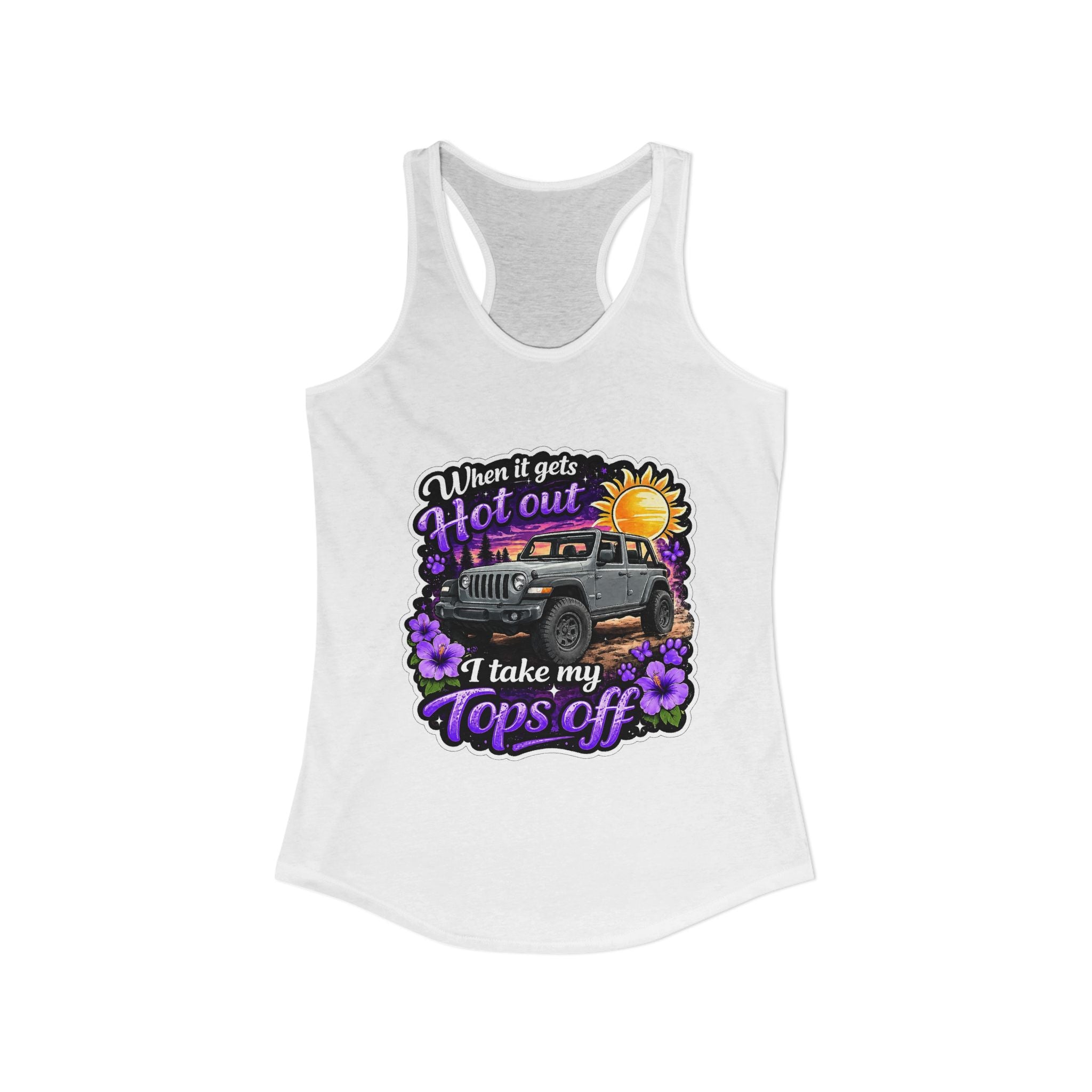 When It Gets Hot I Take My Tops Off (Purple) Women's Ideal Racerback Tank