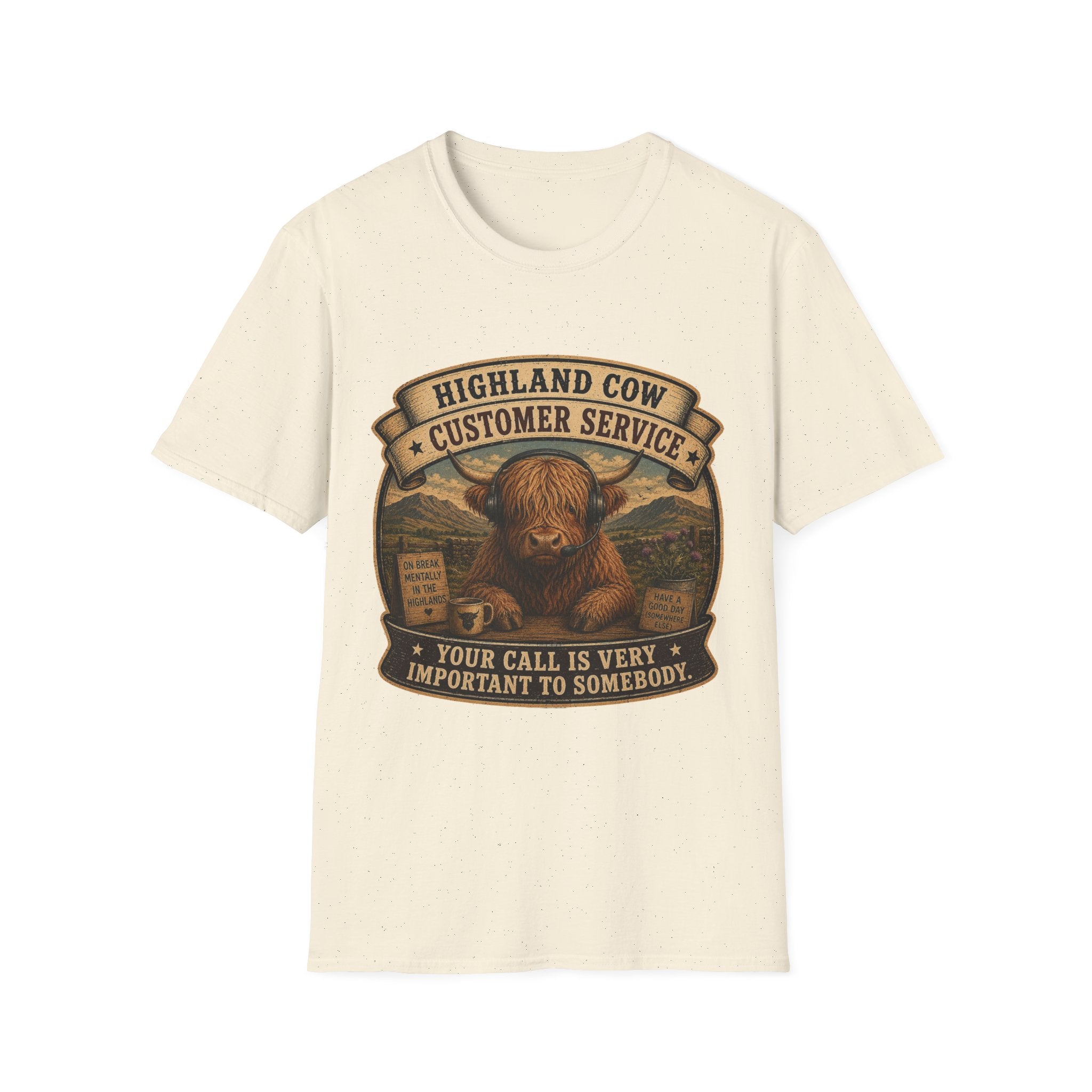 Highland Cow Customer Service Unisex Softstyle T-Shirt