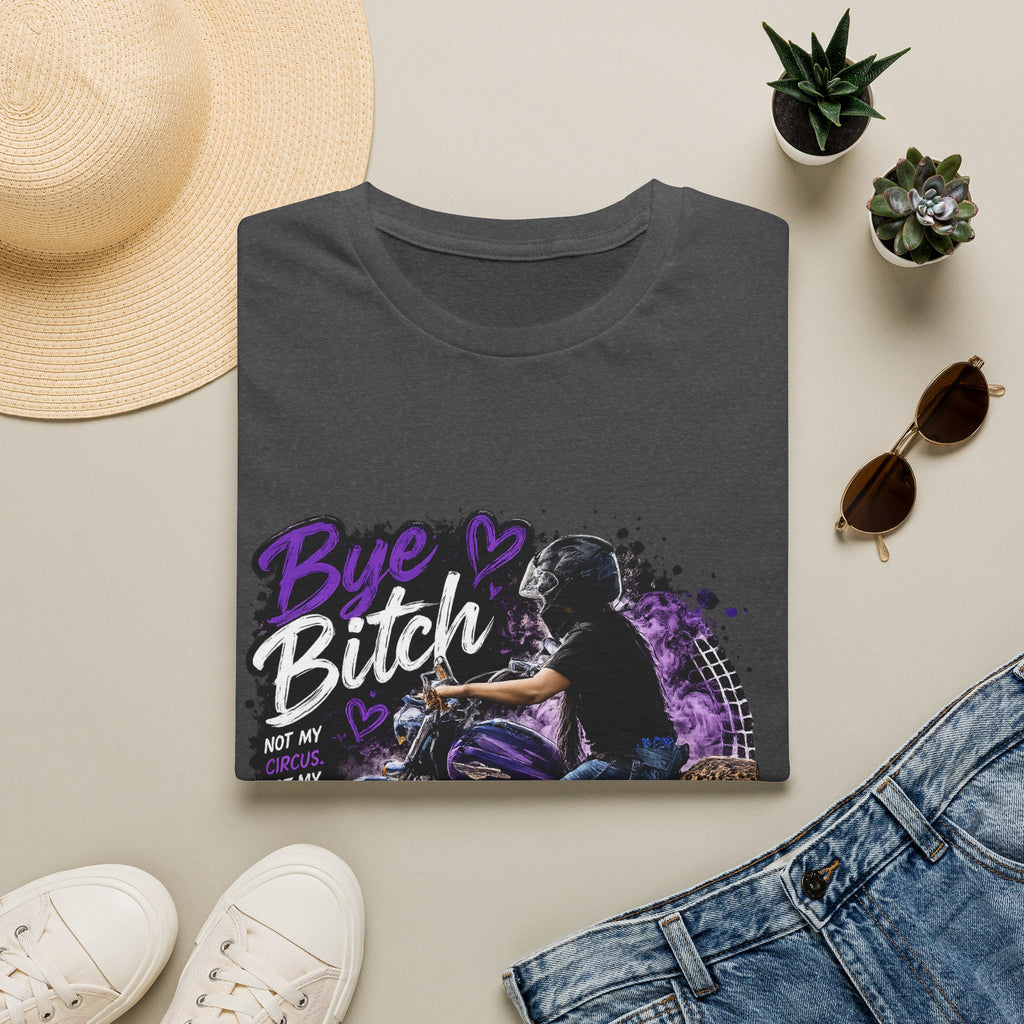 T‑Shirt "Bue Bitch" Purple Motorcycle Design – Biker Babe Graphic