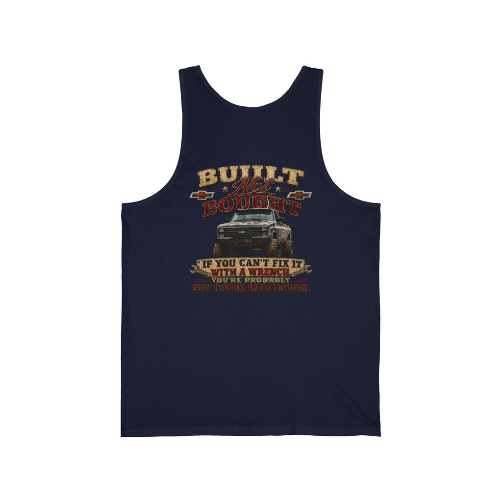 Truck Mechanic Tank Top — "Built Not Bought" Vintage Semi-Truck Graphic