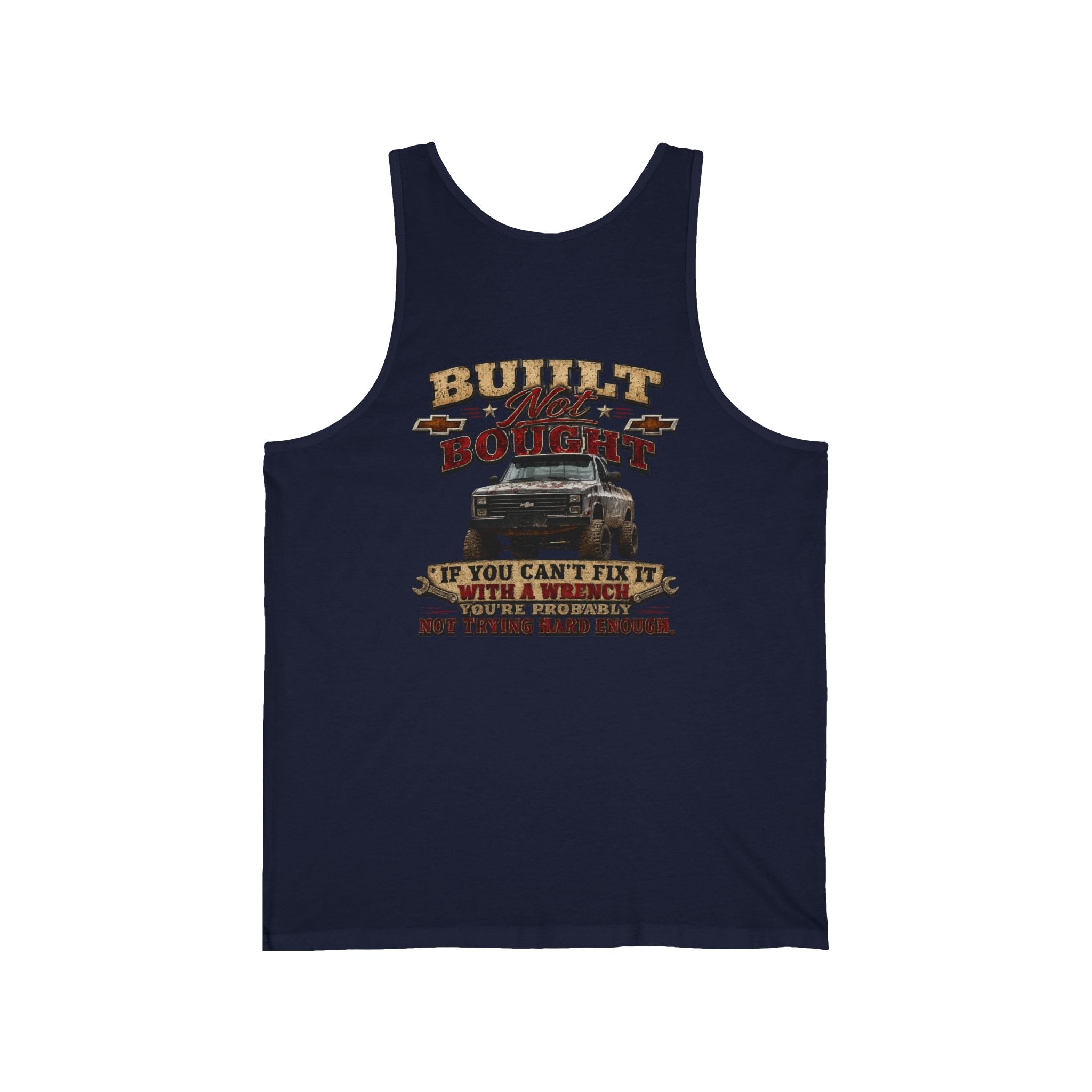 Truck Mechanic Tank Top — "Built Not Bought" Vintage Semi-Truck Graphic
