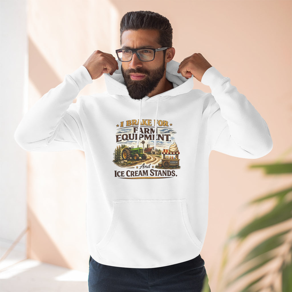 Farm Equipment & Ice Cream Stands Hoodie - Vintage Country Farming Graphic Hoodie