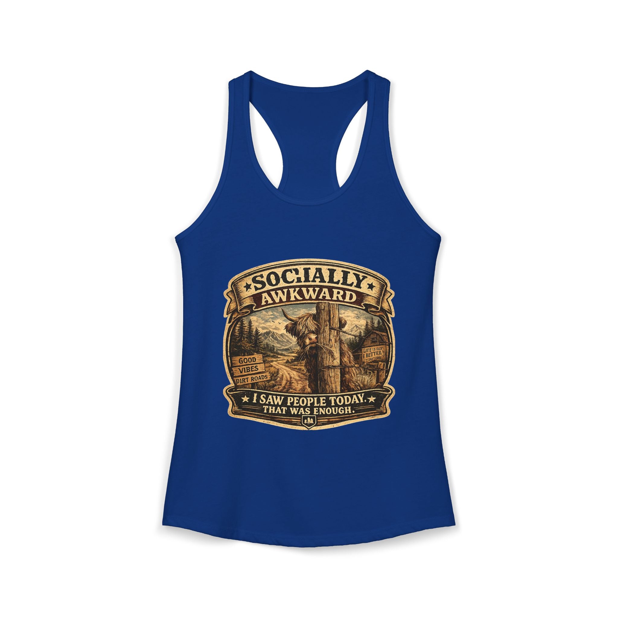 Socially Awkward Highland Cow Women's Ideal Racerback Tank