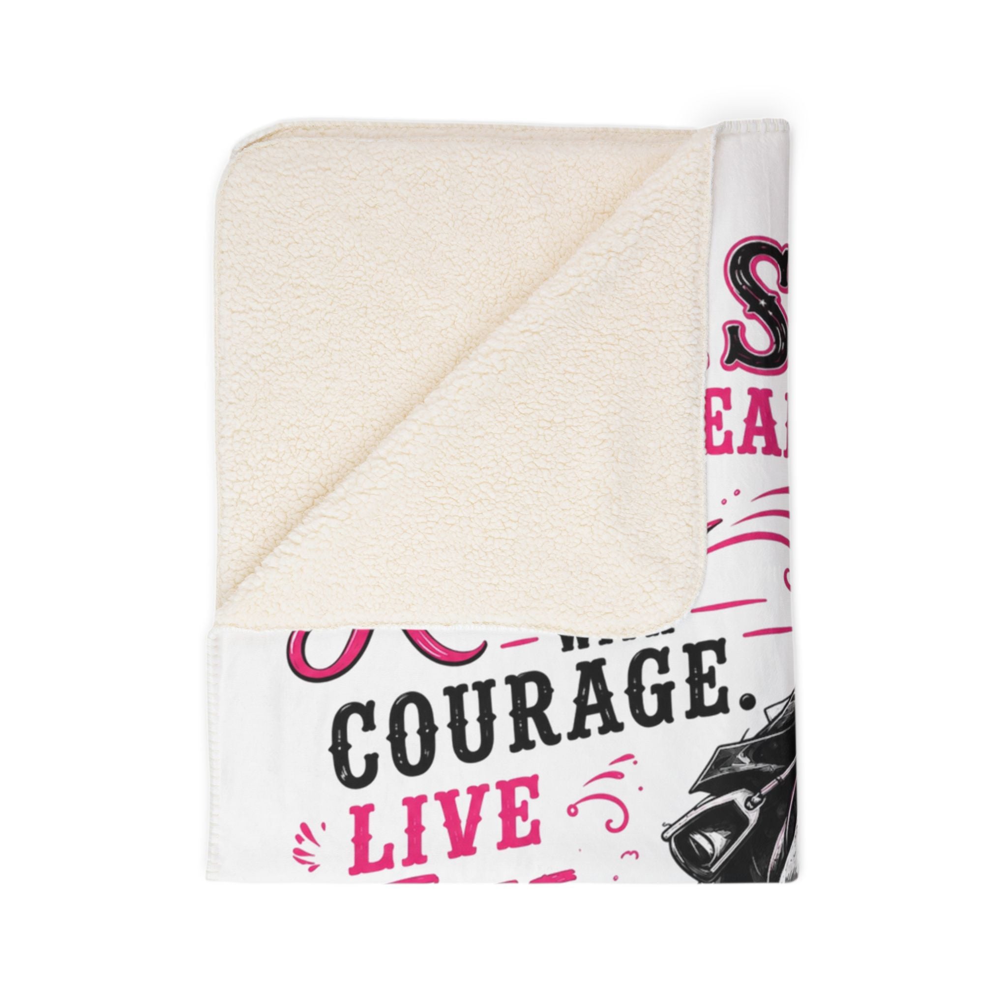 Chase Your Dream Horse Pink Fleece Sherpa Blanket