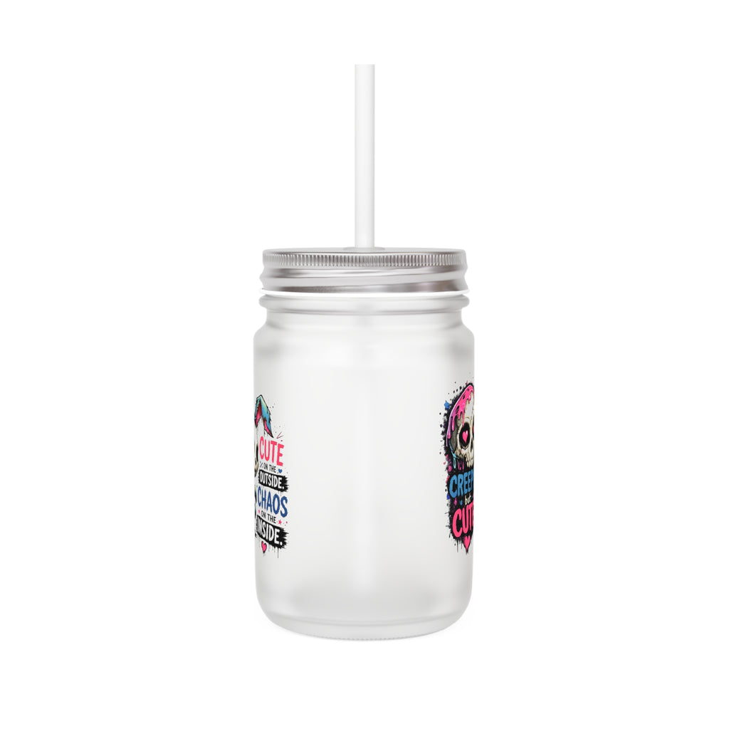 'Cute on the Outside, Chaos Inside' Bunny Mason Jar Tumbler — Mason Jar