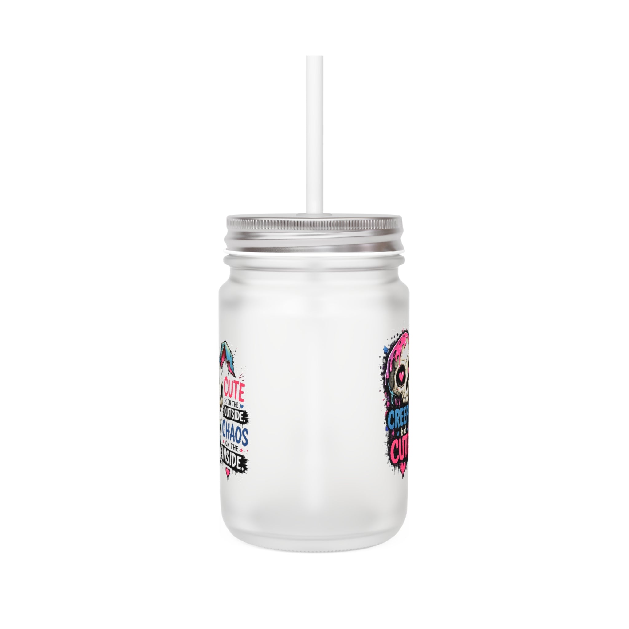 'Cute on the Outside, Chaos Inside' Bunny Mason Jar Tumbler — Mason Jar