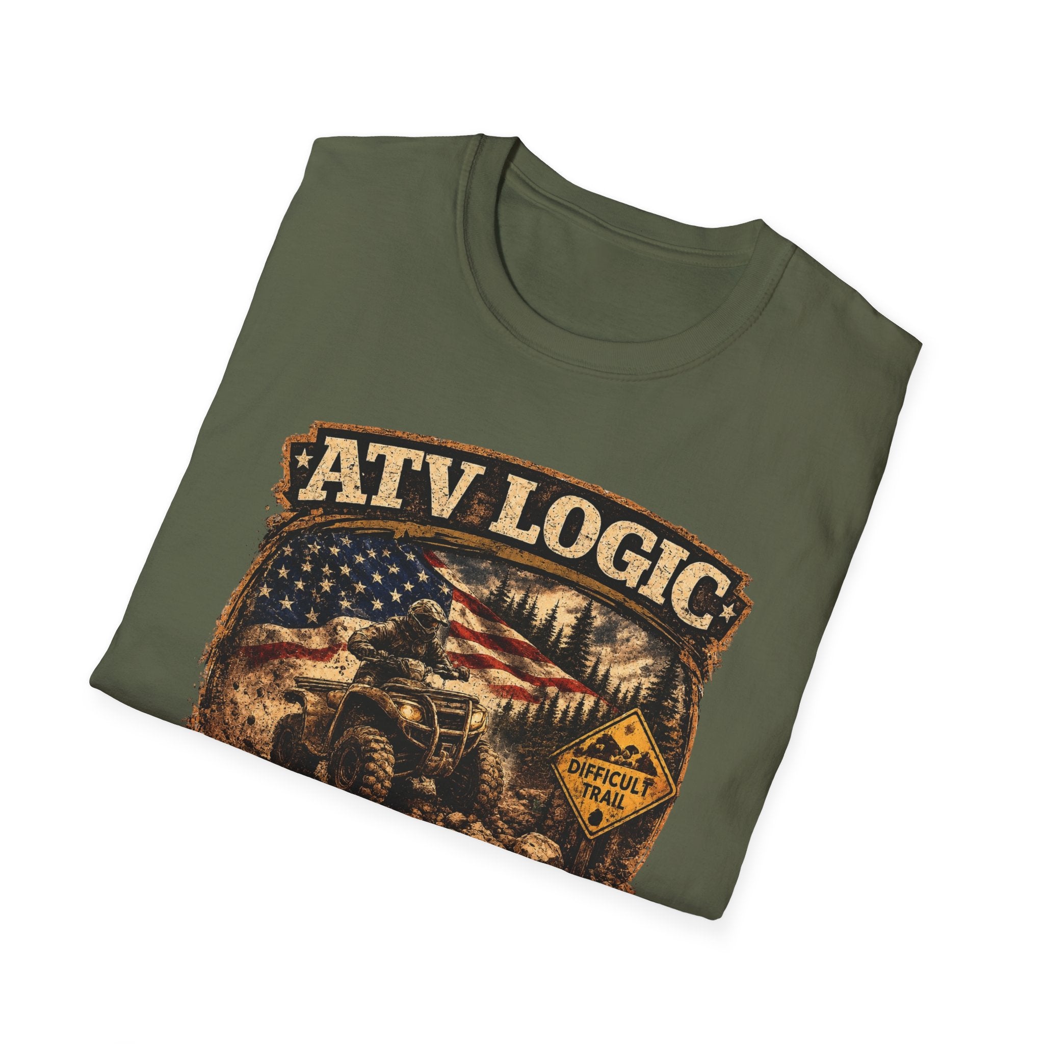 ATV Logic T‑Shirt — American Flag Off‑Road ATV Graphic Tee