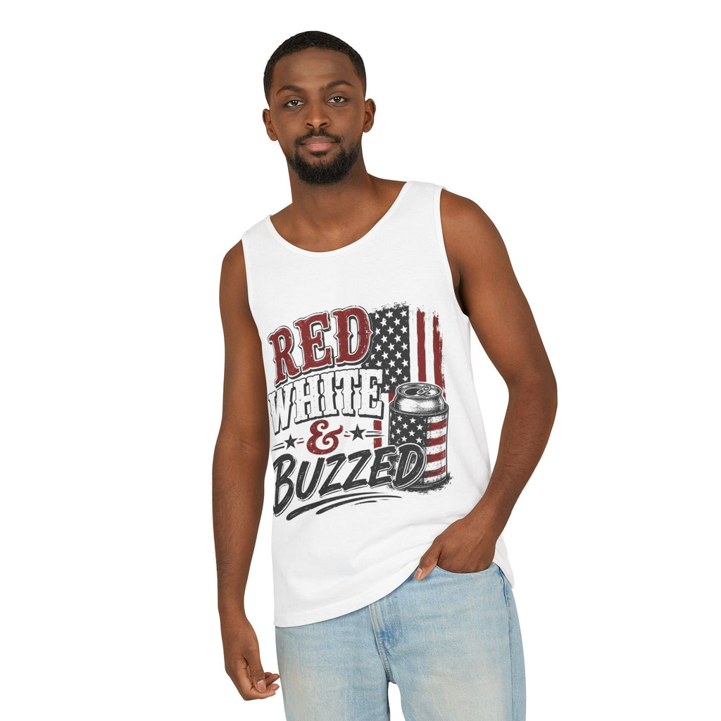 Red White & Buzzed Tank Top — Patriotic 4th of July Party Tank