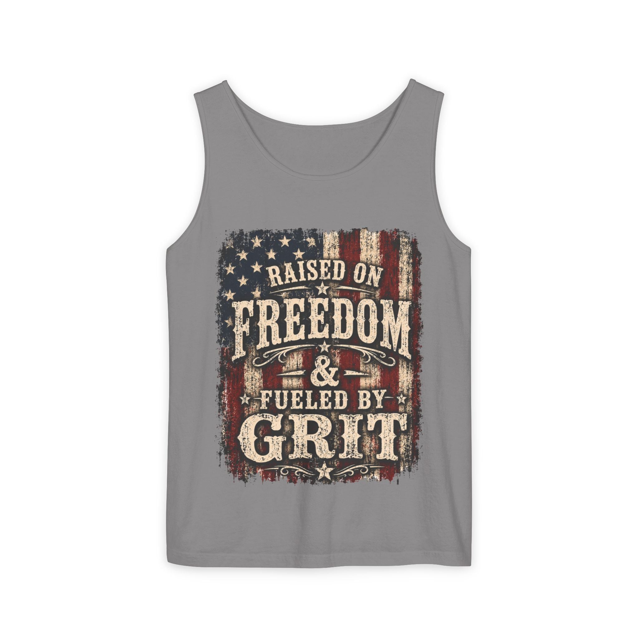 Patriotic 'Raised on Freedom & Fueled by Grit' Tank Top
