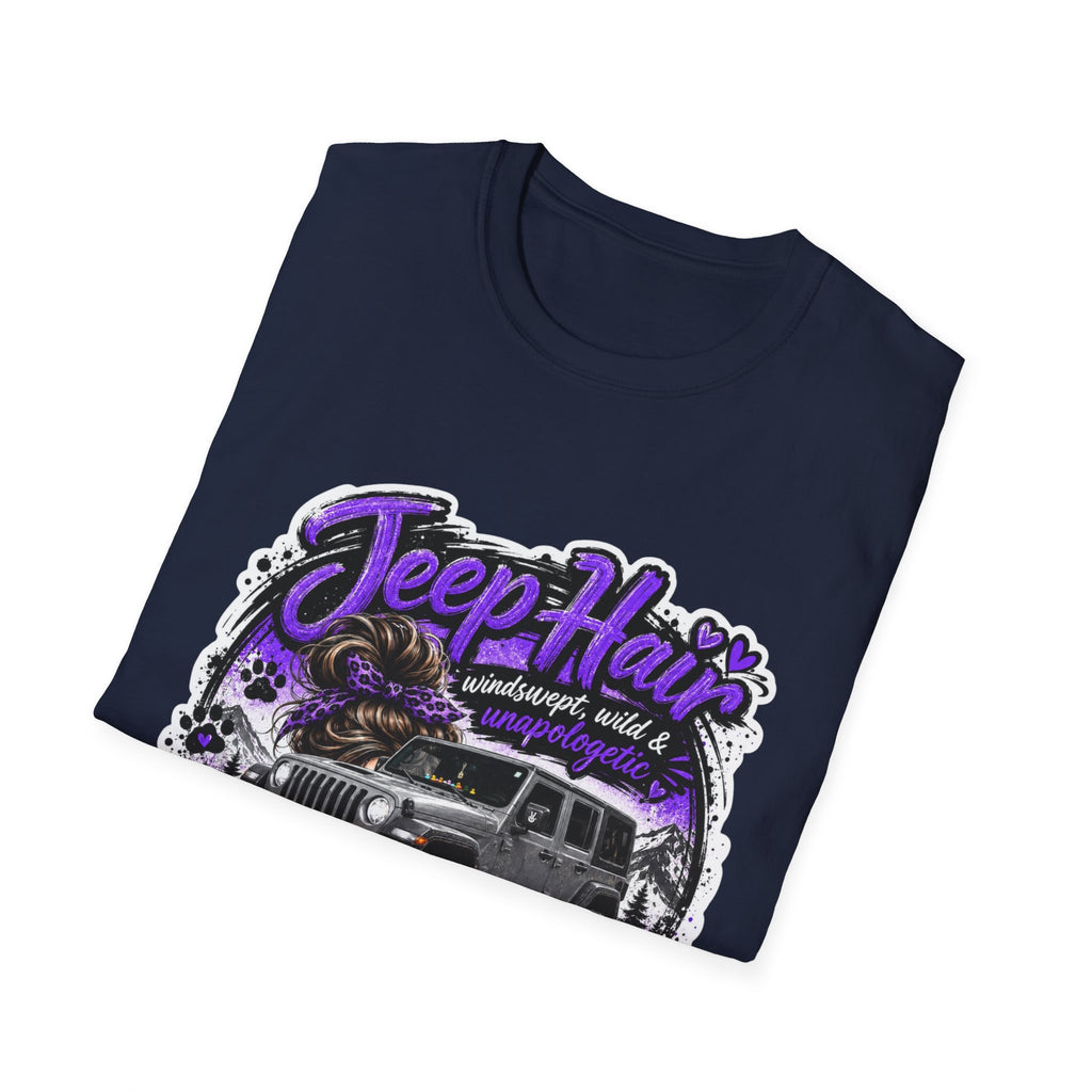 Jeep Hair Don't Care (Purple) Unisex Softstyle T-Shirt
