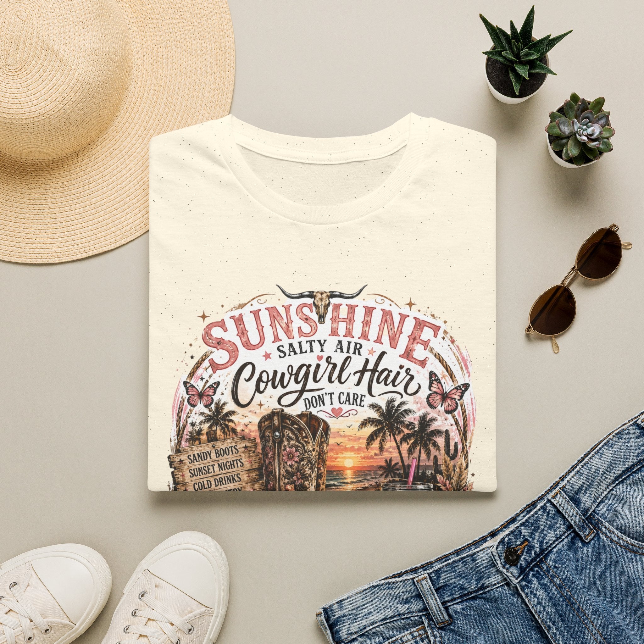 Cowgirl Hair T-Shirt — Sunshine, Salty Air Sunset Graphic Tee