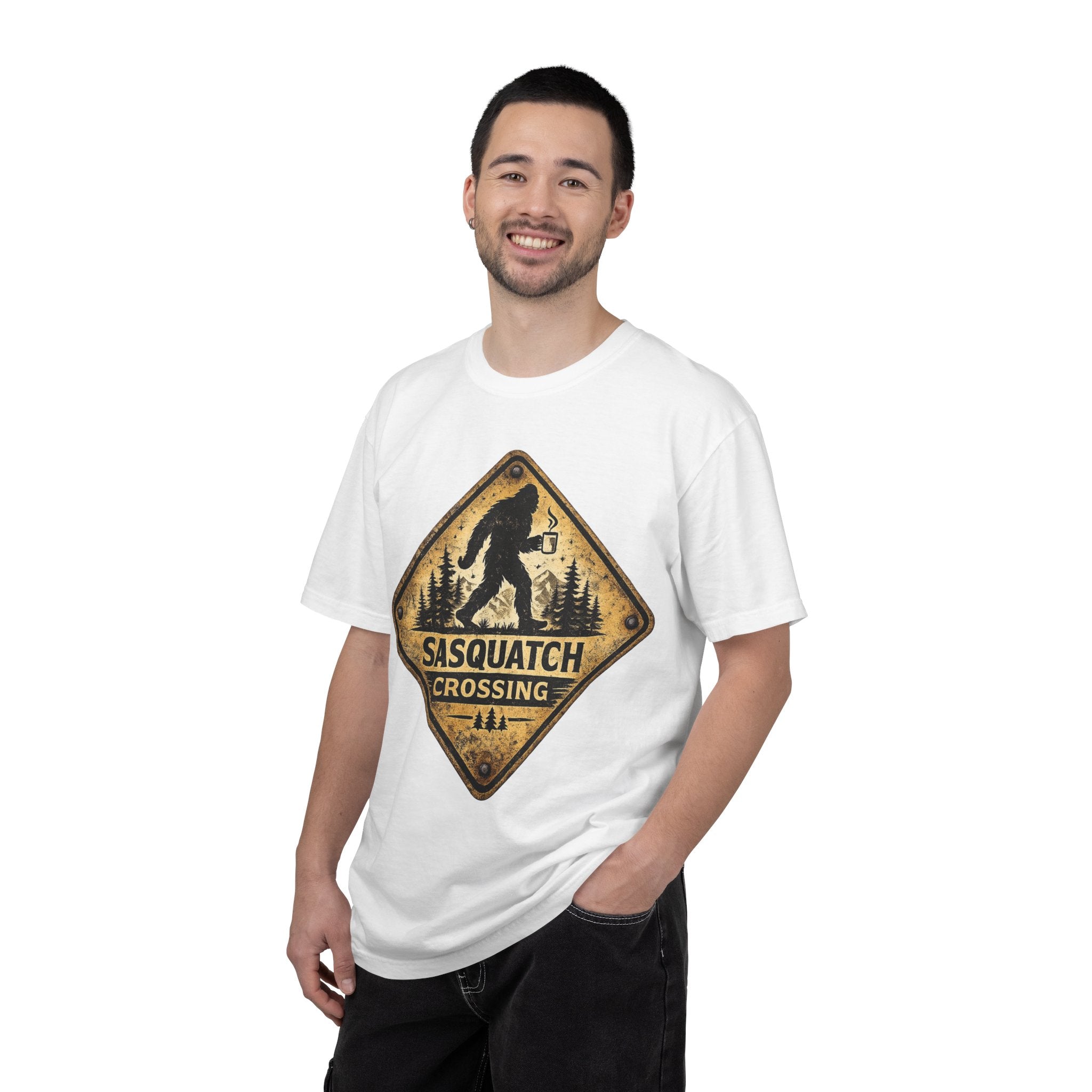 Sasquatch Crossing T-Shirt — Vintage Bigfoot Warning Sign Tee