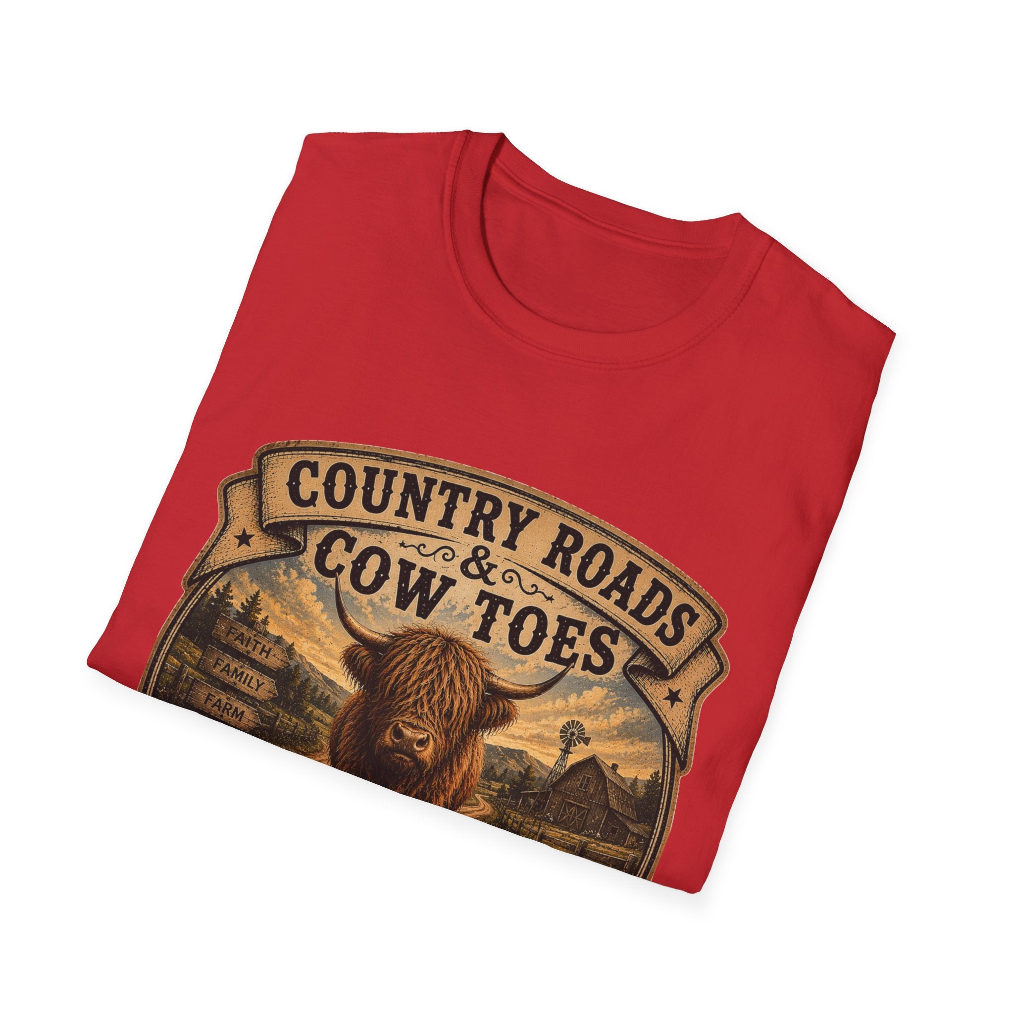 Country Roads Cow Toes Unisex Softstyle T-Shirt