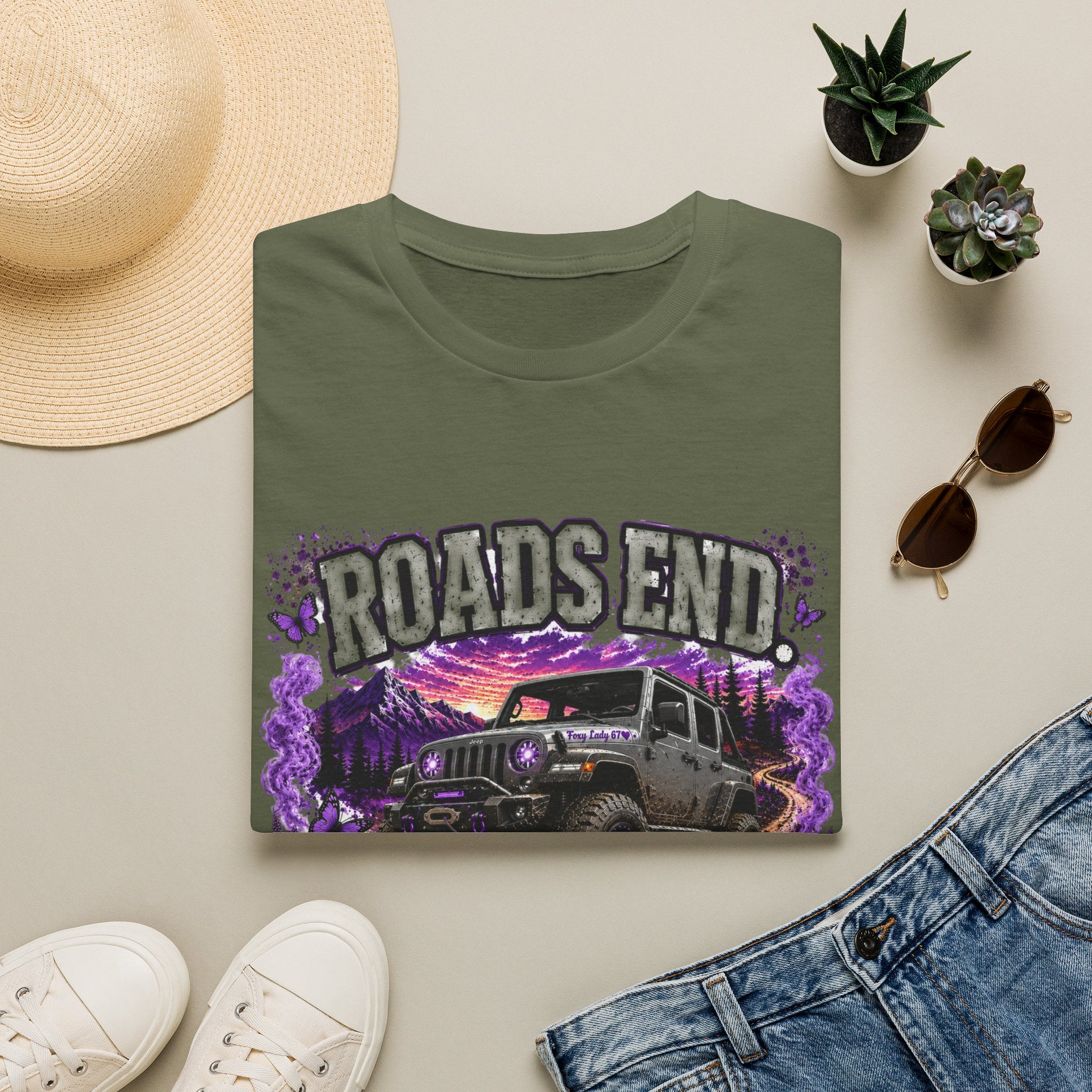 Roads End Jeep (Purple) Unisex Softstyle T-Shirt