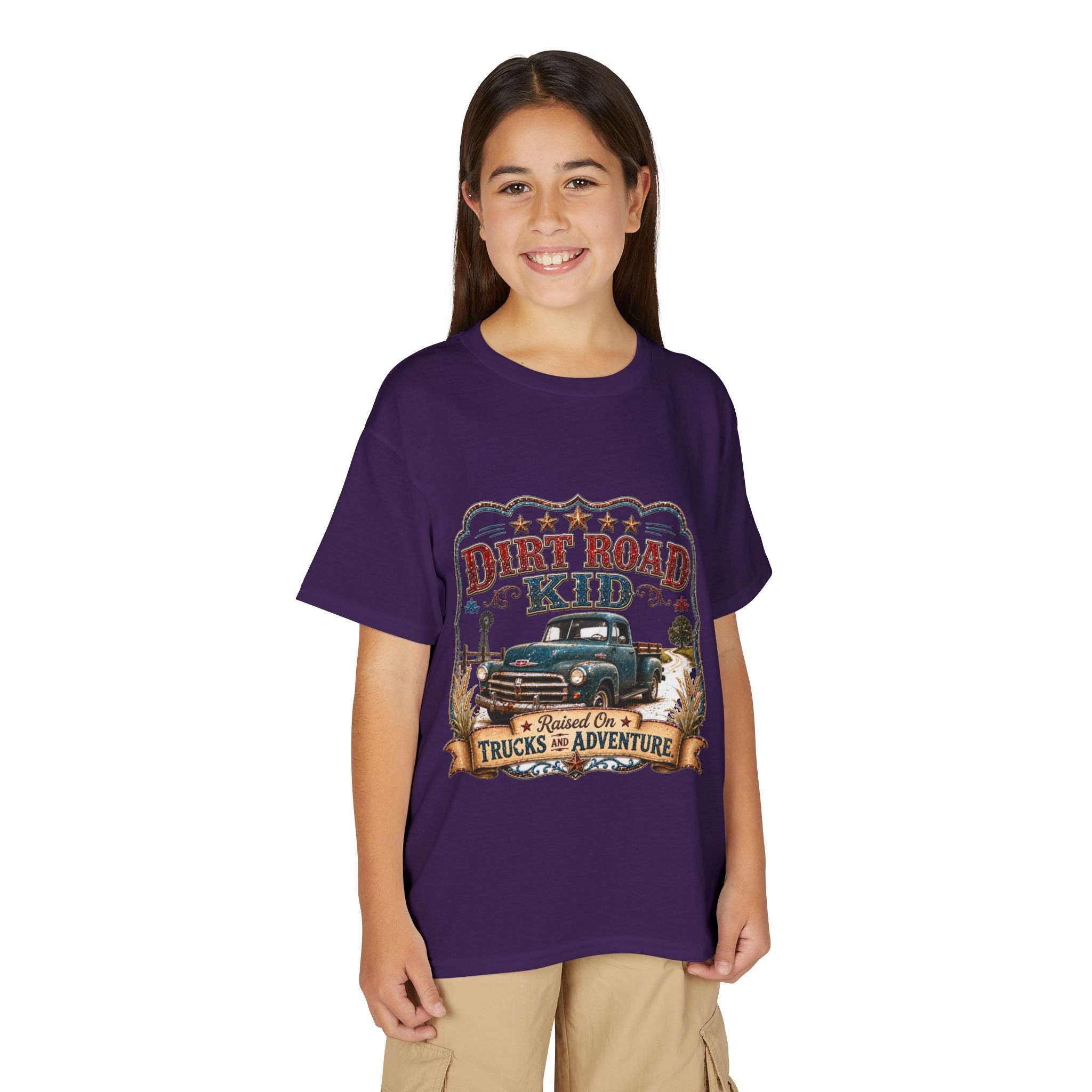 Vintage Truck 'Raised on Trucks & Adventure' Graphic Tee - Youth Dirt Road Kid T-Shirt
