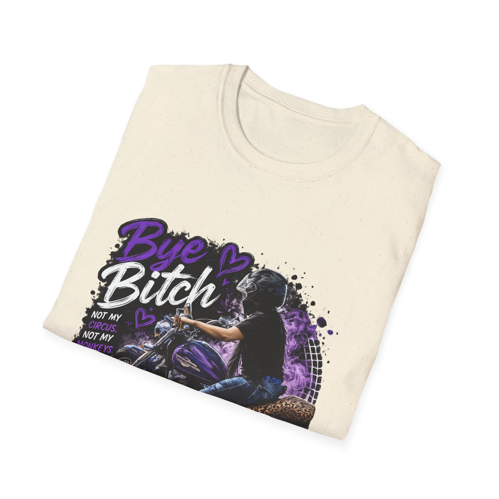 T‑Shirt "Bue Bitch" Purple Motorcycle Design – Biker Babe Graphic