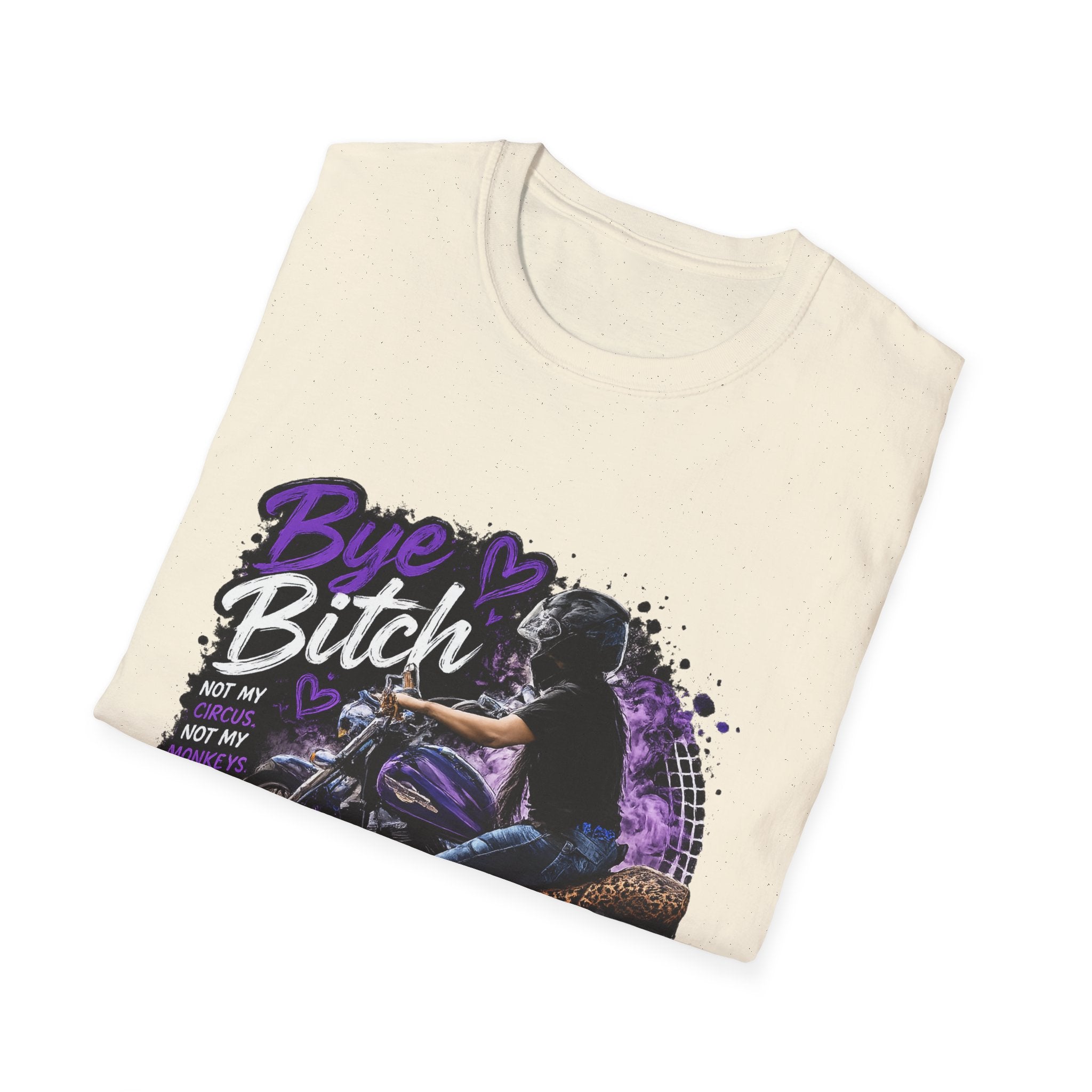 T‑Shirt "Bue Bitch" Purple Motorcycle Design – Biker Babe Graphic