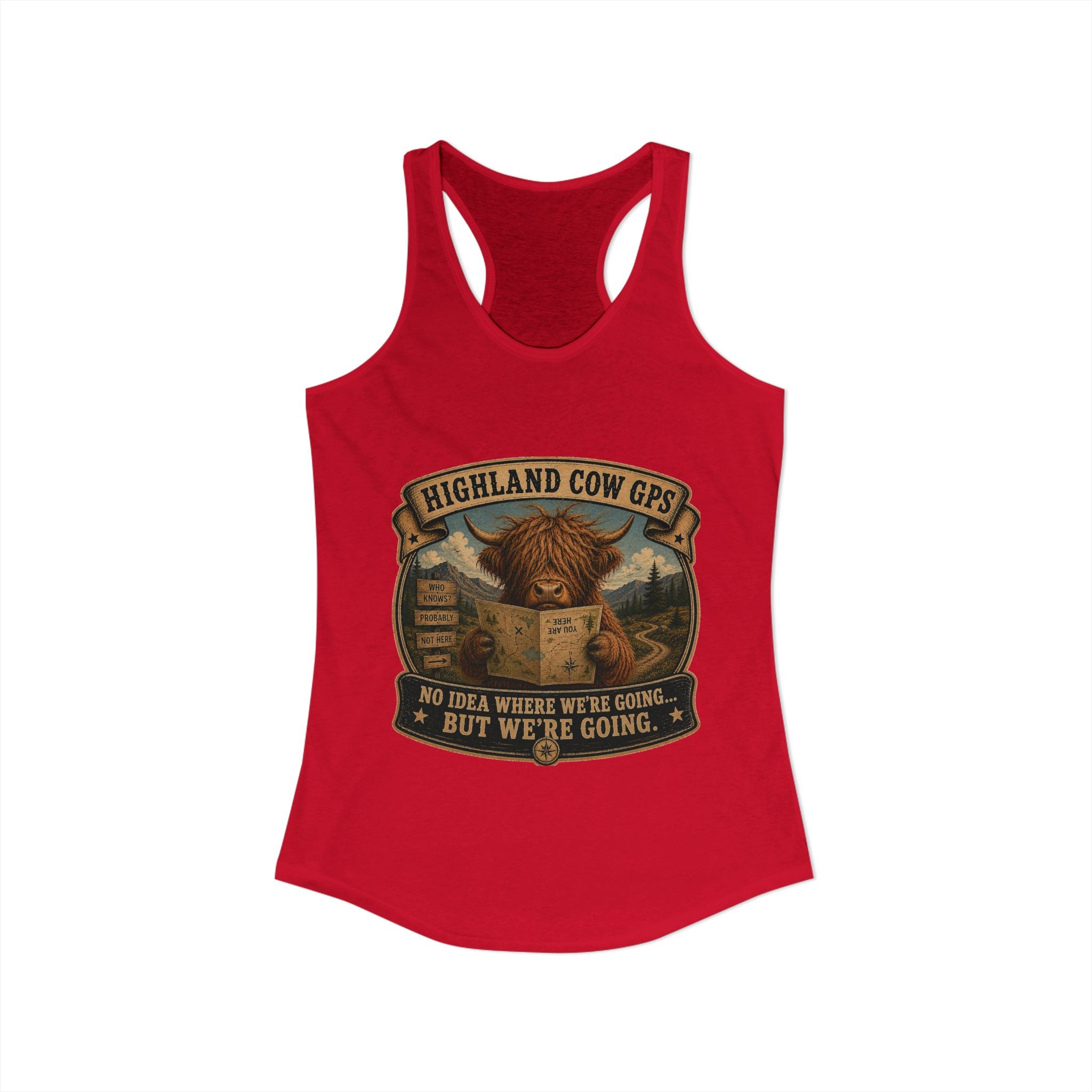 Highland Cow GPS Women's Ideal Racerback Tank
