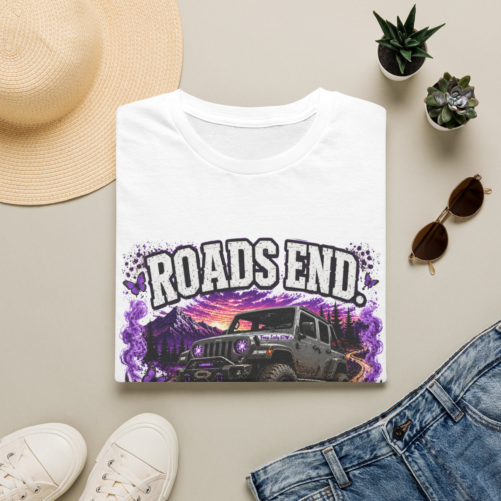 Roads End Jeep (Purple) Unisex Softstyle T-Shirt
