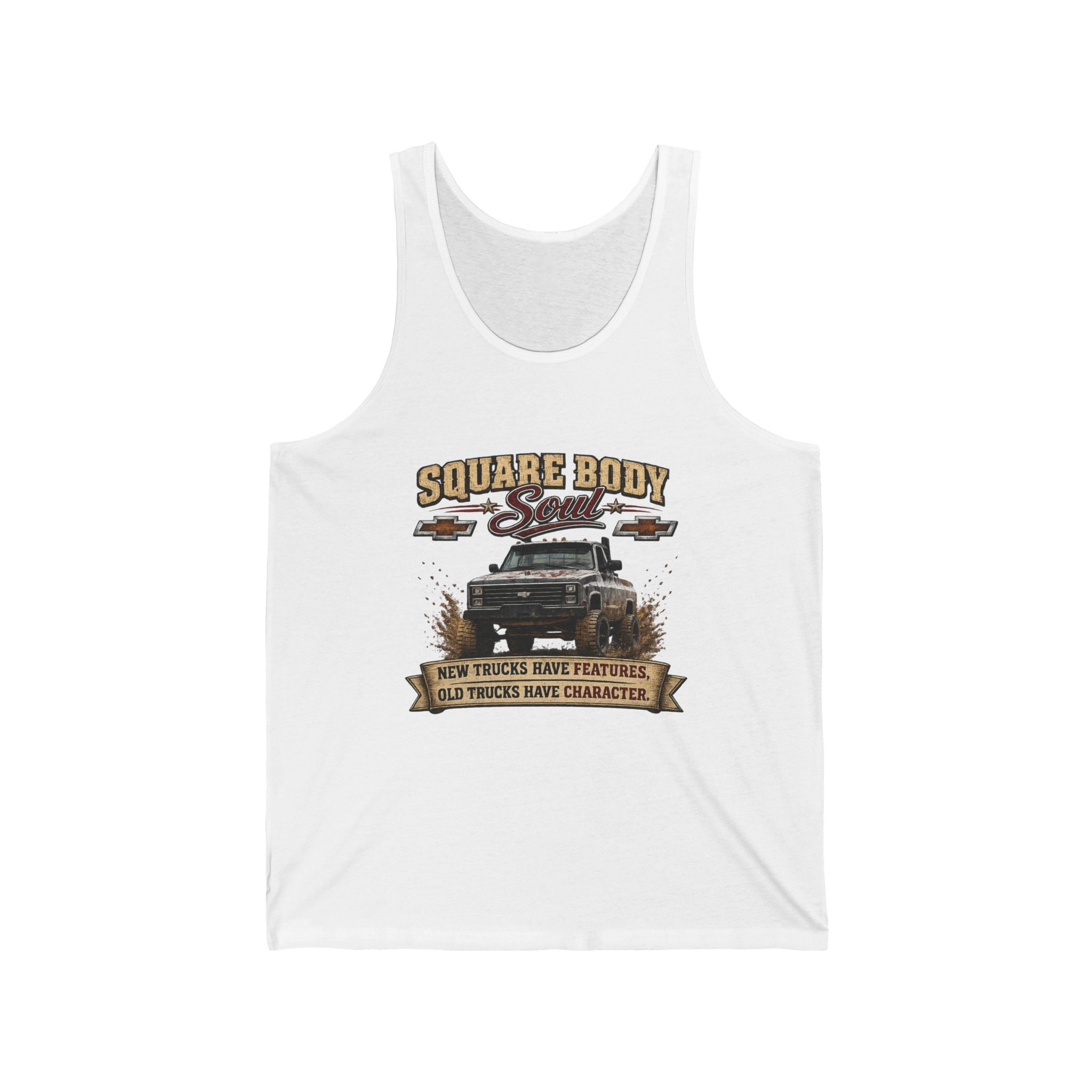 "Square Body" Classic Truck Tank ("New Trucks Have Features, Old Trucks Have Character") - Tank Top