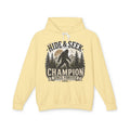 Hide & Seek Champion Hoodie — Bigfoot Sasquatch Graphic Hooded Sweatshirt