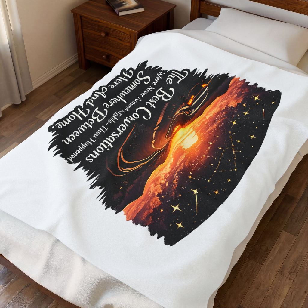 “The Best Conversations Happen Somewhere Between Here And Home” Sunset Cabin Throw — Plush Blanket