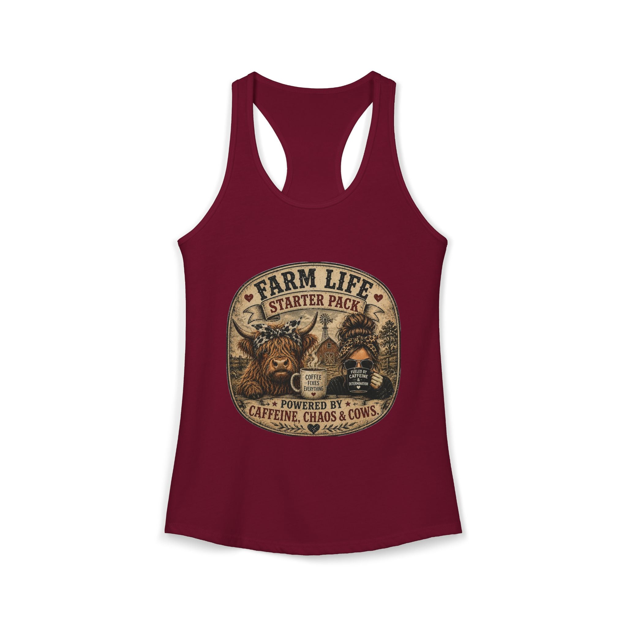 Farm Life Highland Cow Women's Ideal Racerback Tank