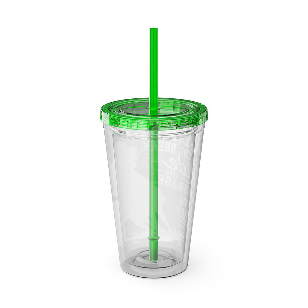 Inspirational Horse Tumbler with Straw — "Chase the Dream, Ride with Courage" 16oz