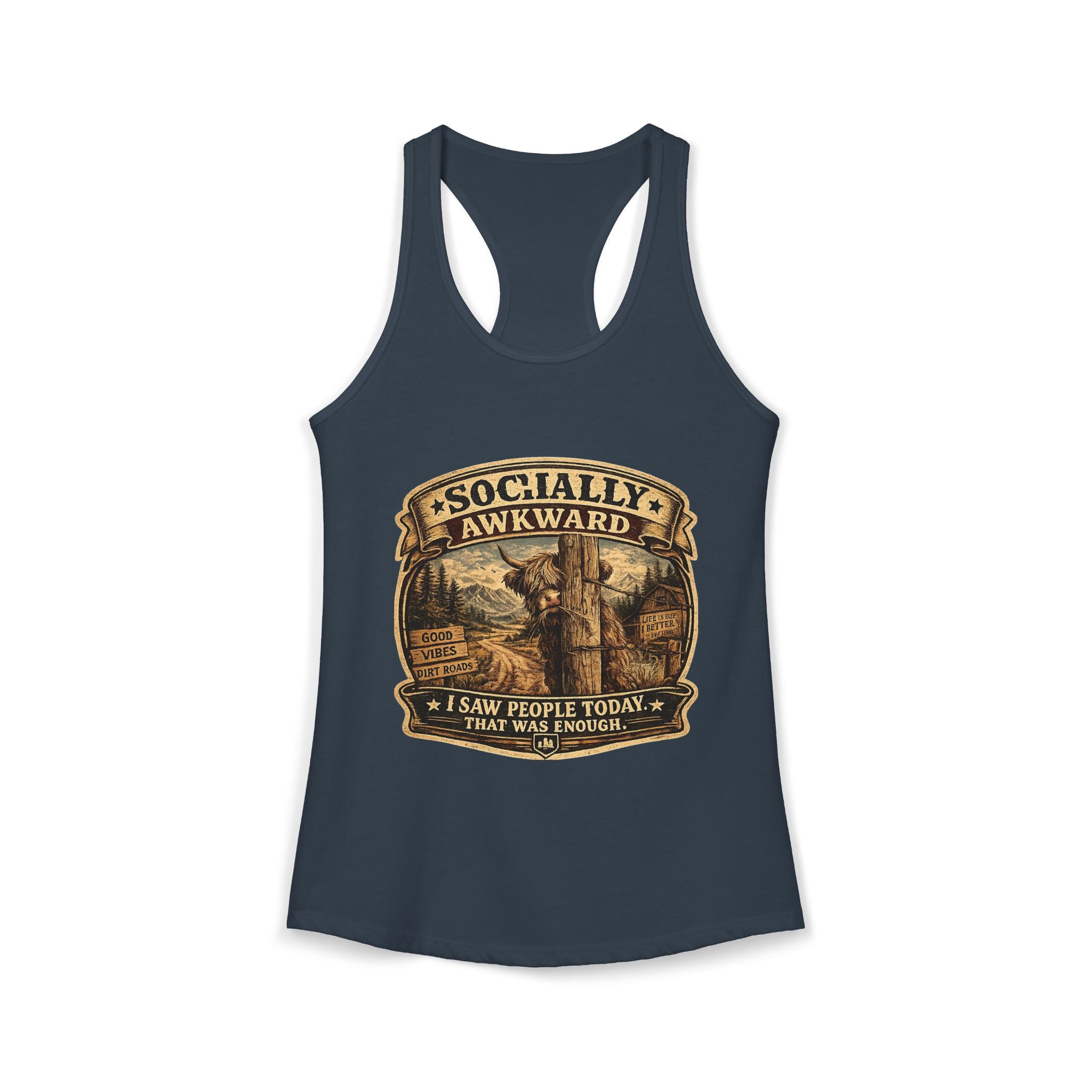 Socially Awkward Highland Cow Women's Ideal Racerback Tank