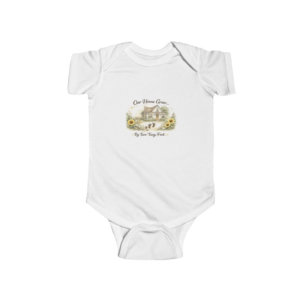 "Our Home Grows Where Love Grows" Cottage Floral Baby Onesie – Infant Bodysuit