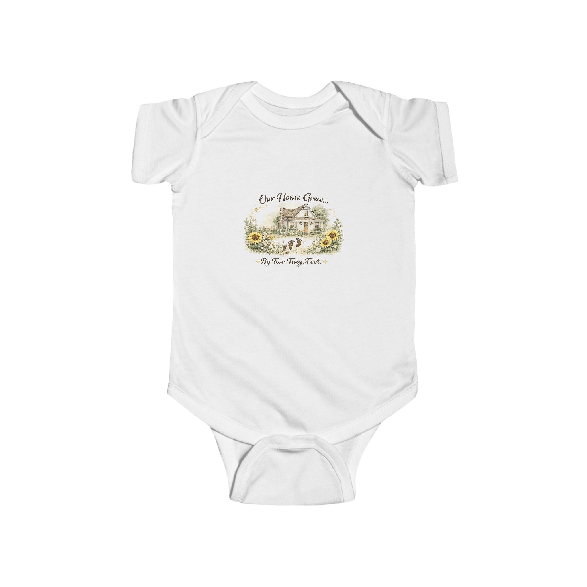 "Our Home Grows Where Love Grows" Cottage Floral Baby Onesie – Infant Bodysuit
