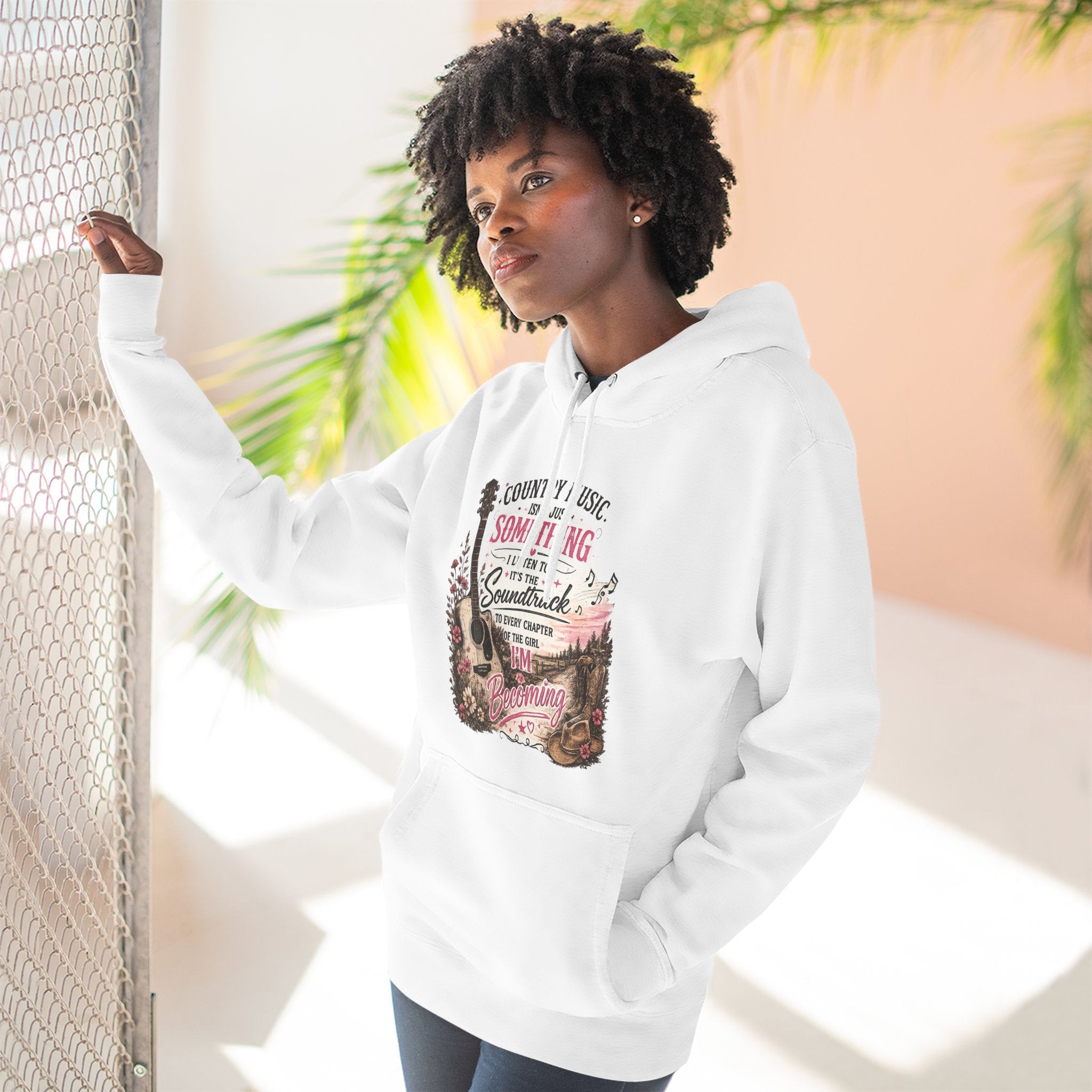 Country Music Soundtrack Hoodie — Vintage Guitar Scenic Graphic