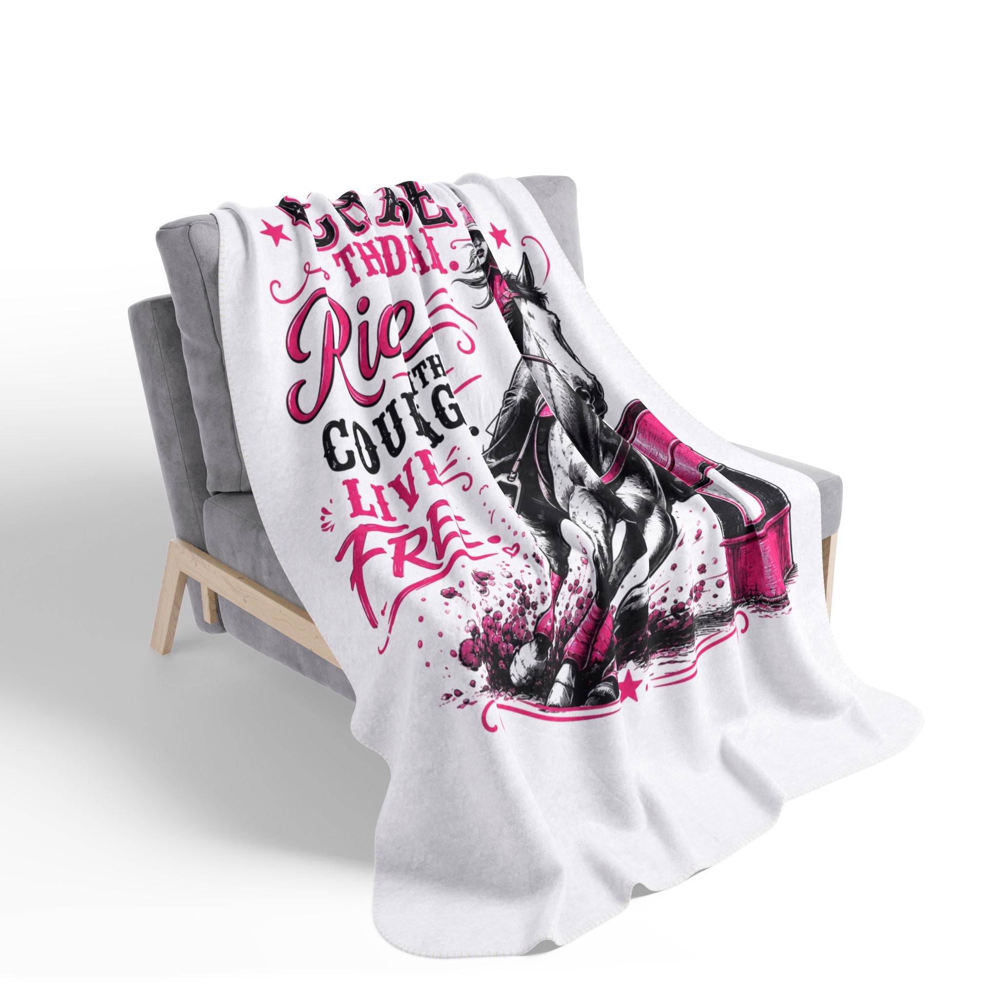 Chase Your Dream Horse Pink Fleece Sherpa Blanket