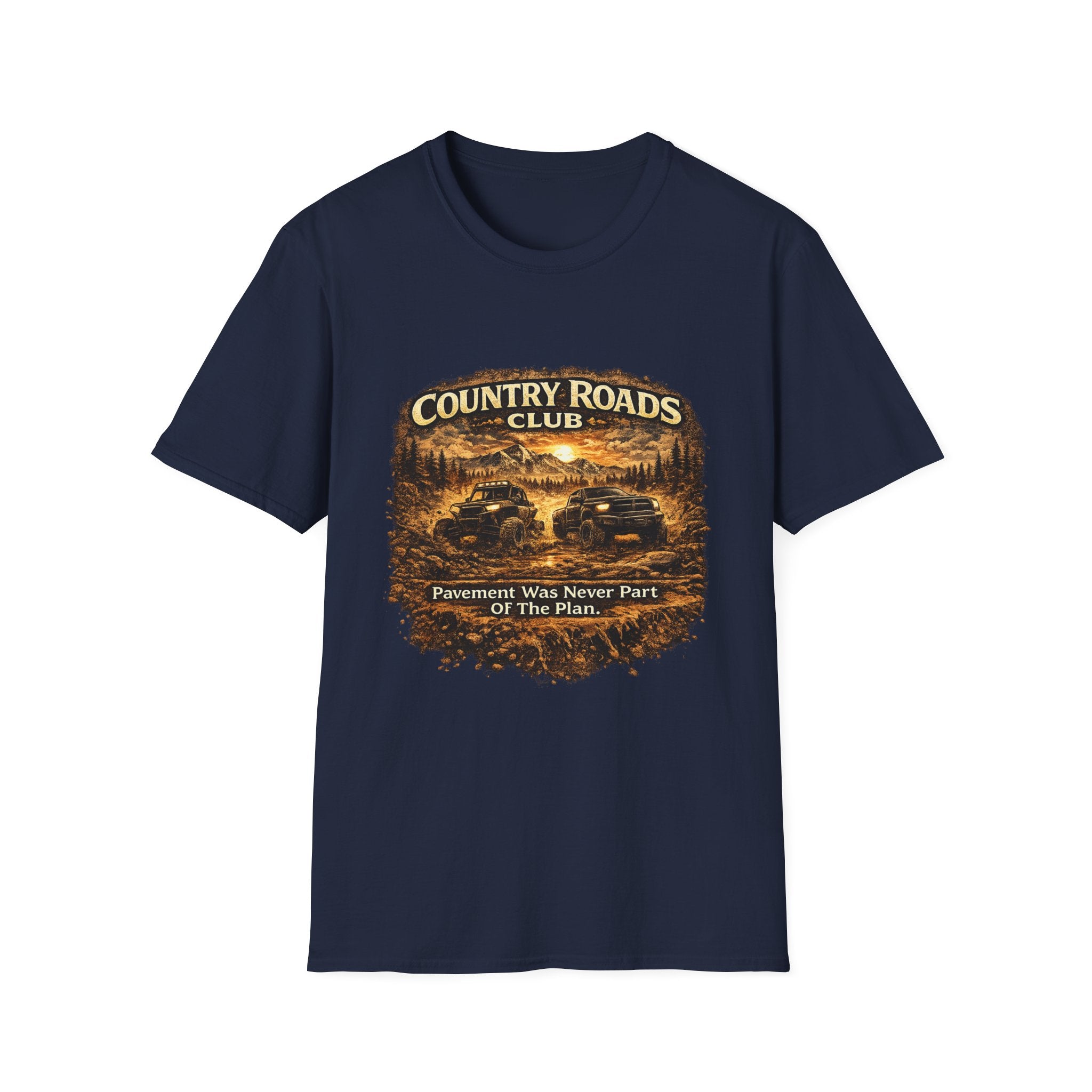 Country Roads Club T-Shirt — Vintage Off-Road Truck Scenic Tee
