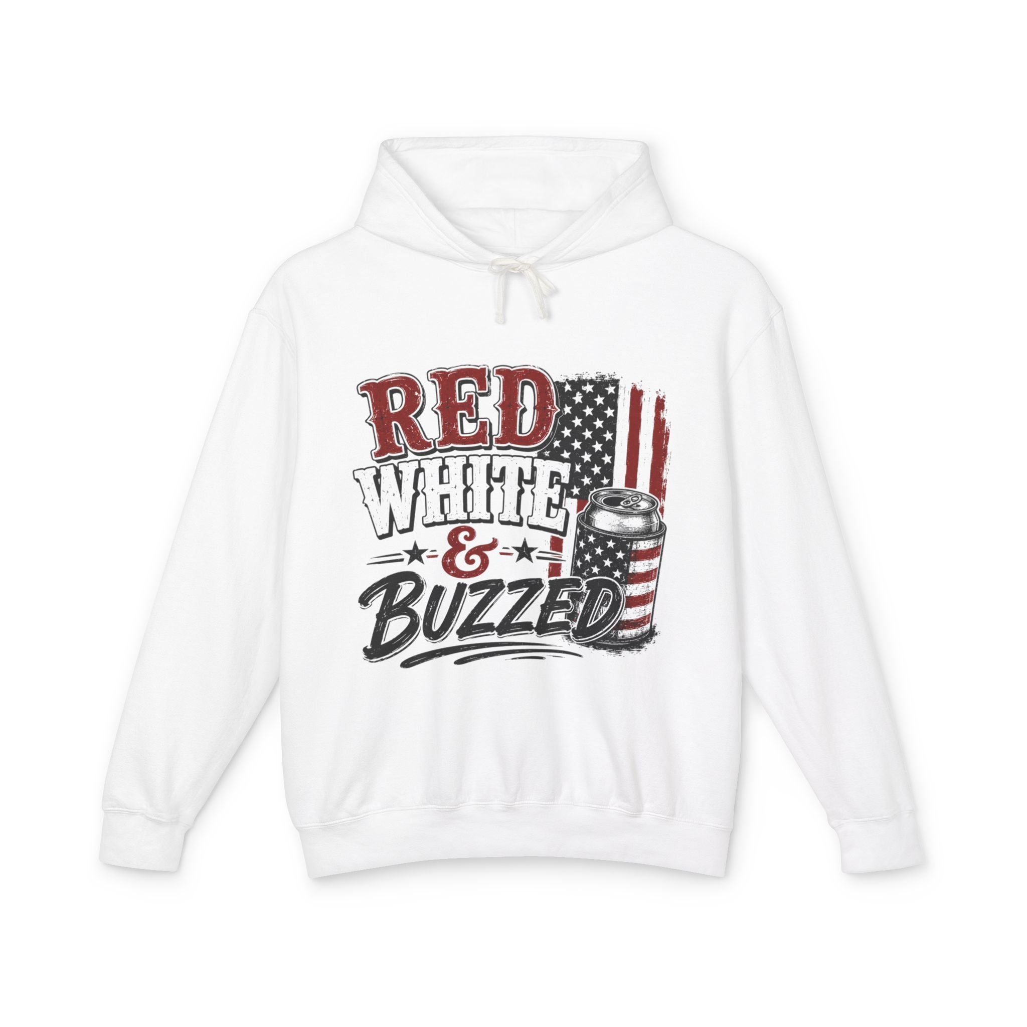 Red White & Buzzed Hoodie — Patriotic 4th of July Party Sweatshirt