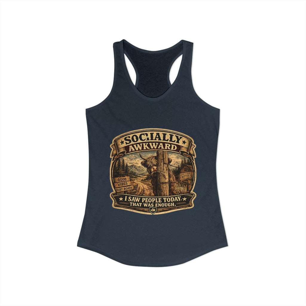 Socially Awkward Highland Cow Women's Ideal Racerback Tank