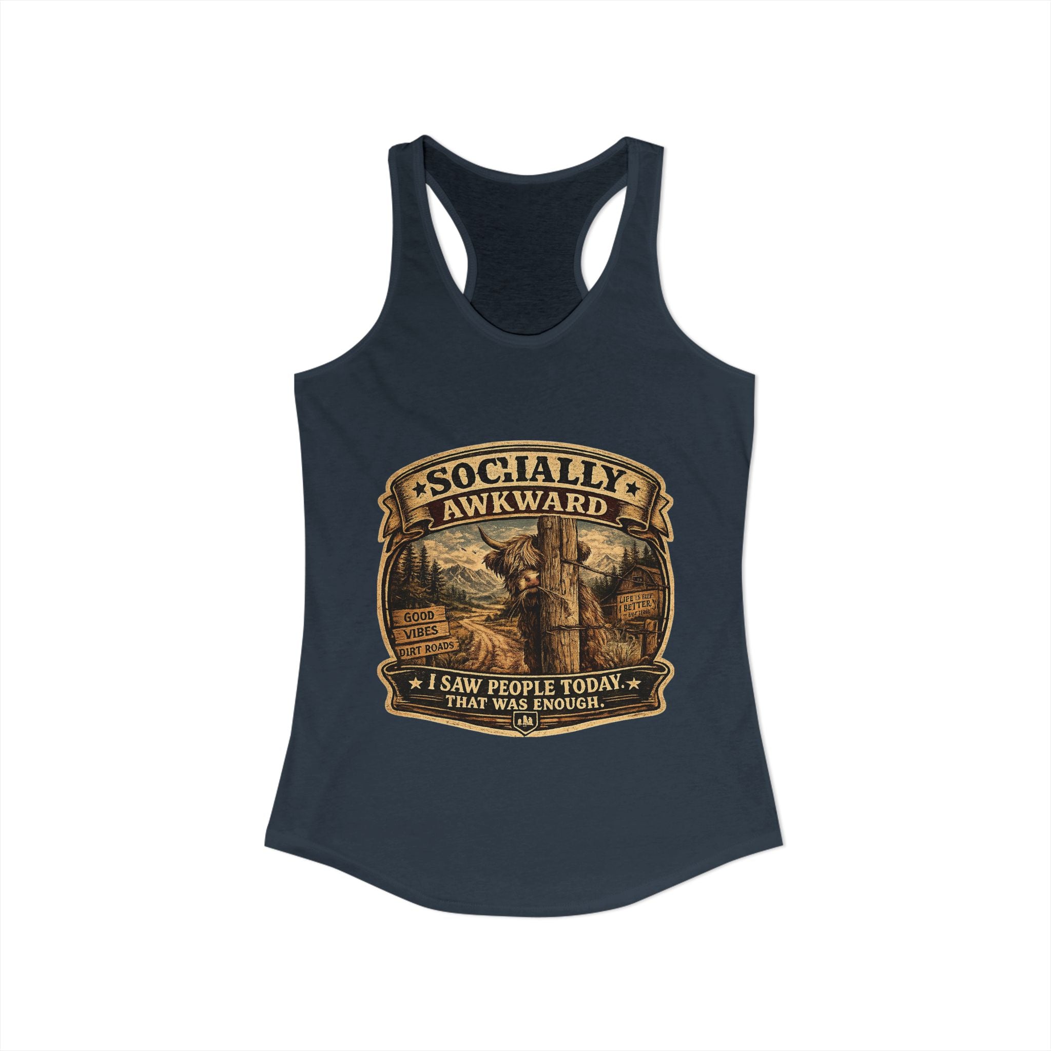Socially Awkward Highland Cow Women's Ideal Racerback Tank