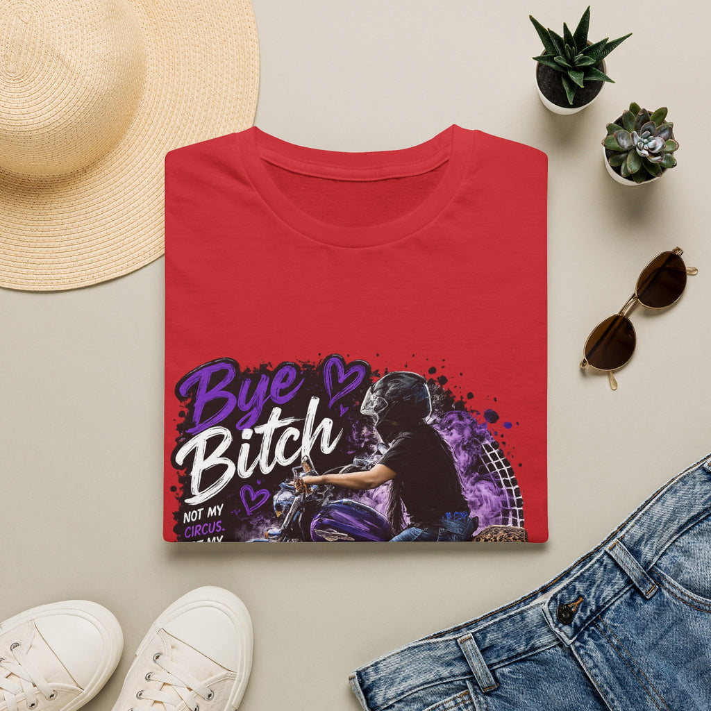 T‑Shirt "Bue Bitch" Purple Motorcycle Design – Biker Babe Graphic
