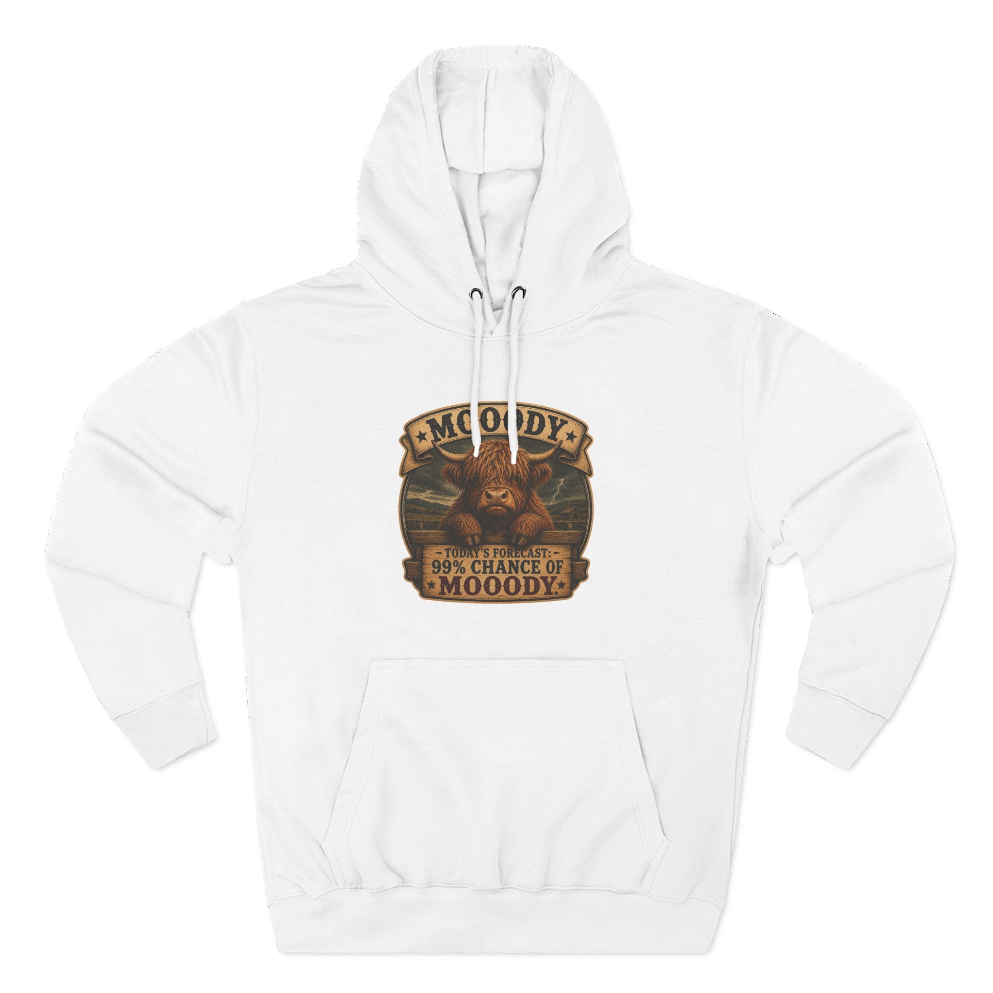 Moody Today's Forecast Highland Cow Three-Panel Fleece Hoodie