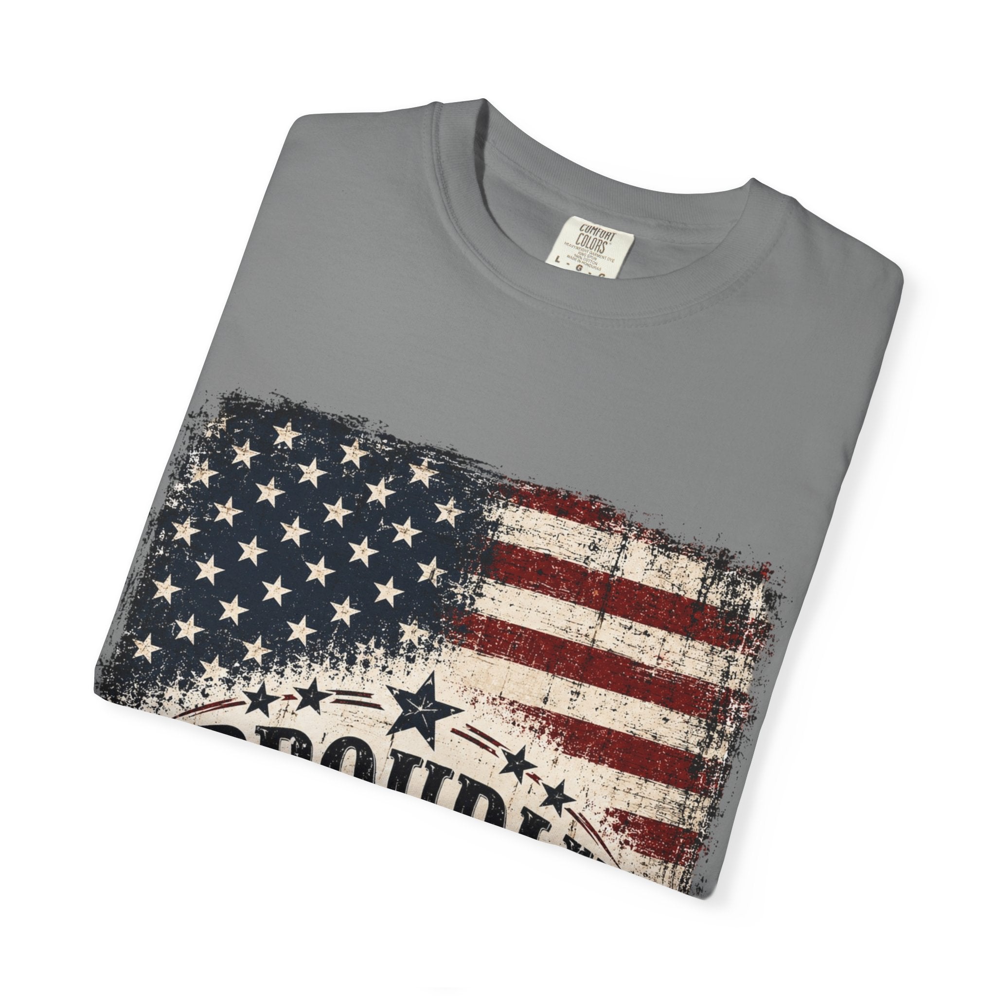 Proudly American T-Shirt — Vintage Flag Patriotic Tee for 4th of July