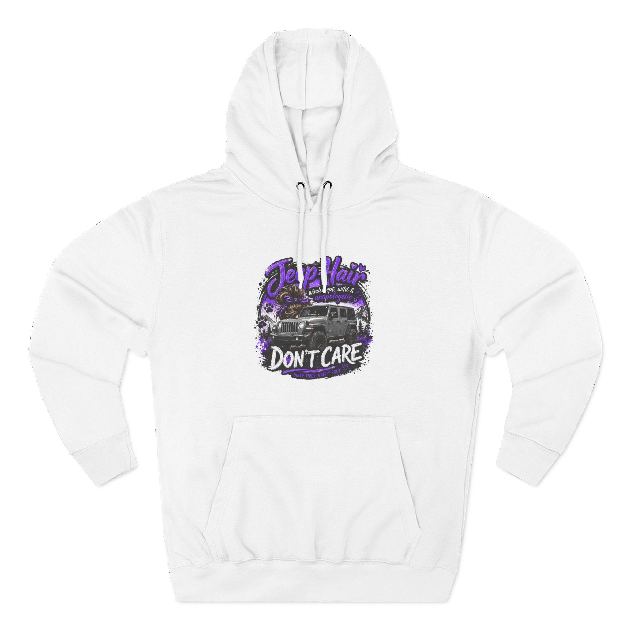 Jeep Hair Don't Care (Purple) Three-Panel Fleece Hoodie
